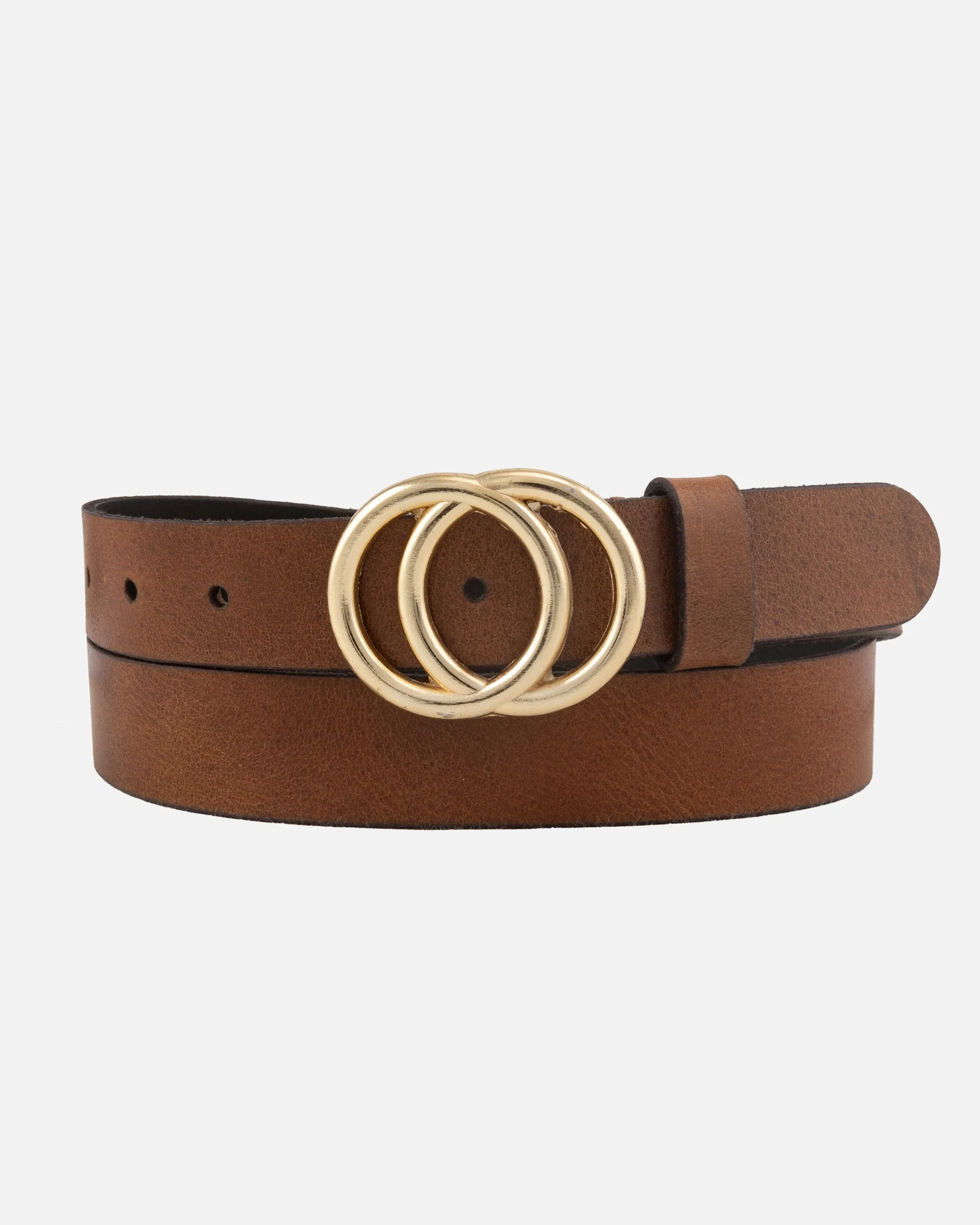 Caia | Double Ring Leather Belt with Gold Buckle - Image 8
