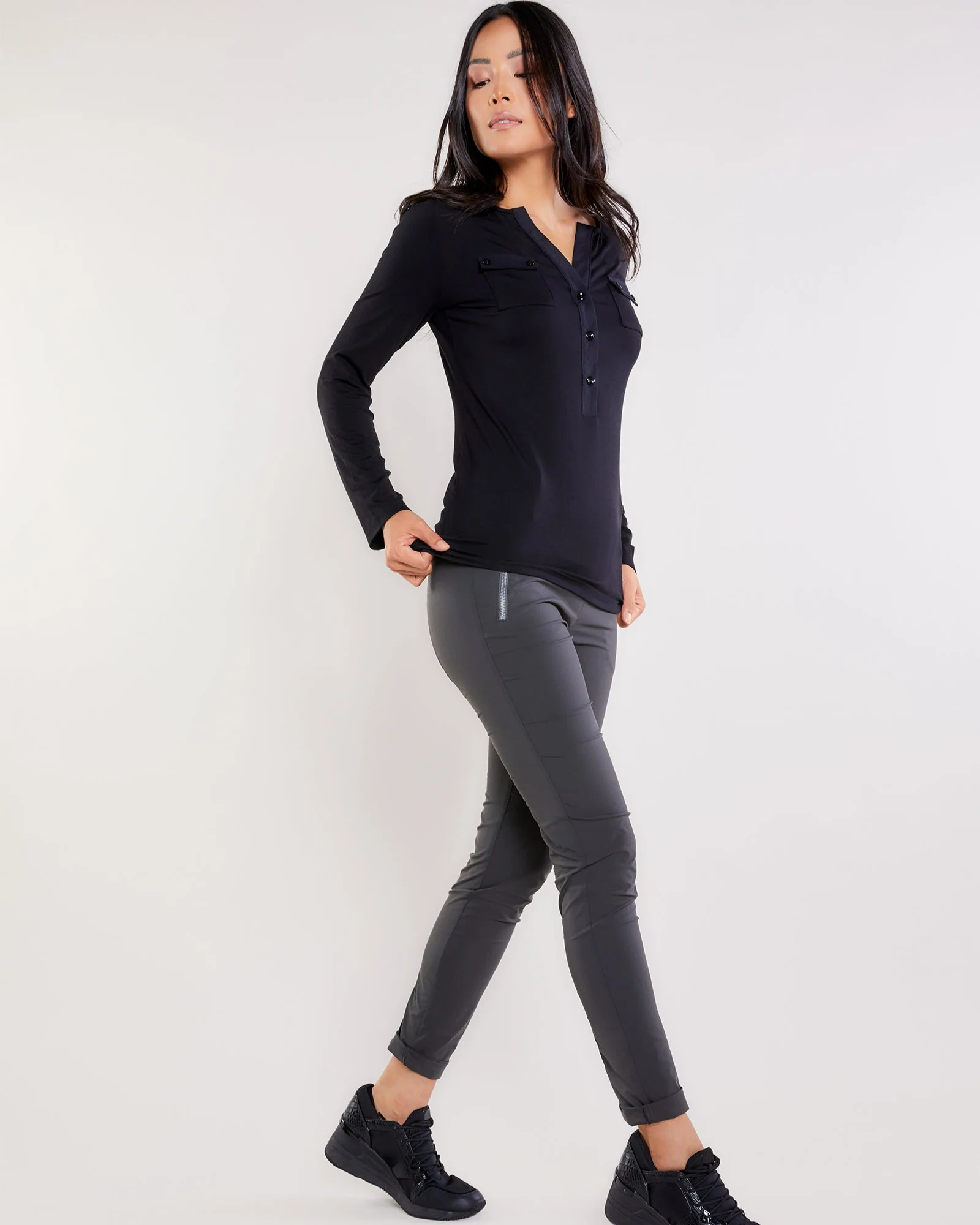 Calista Roll up Henley Top - Image 7