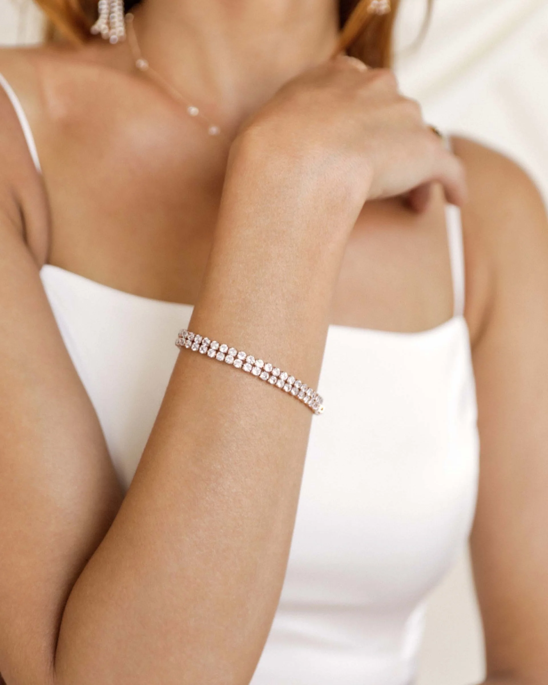 Crystal Double Layered Tennis Bracelet - Image 2