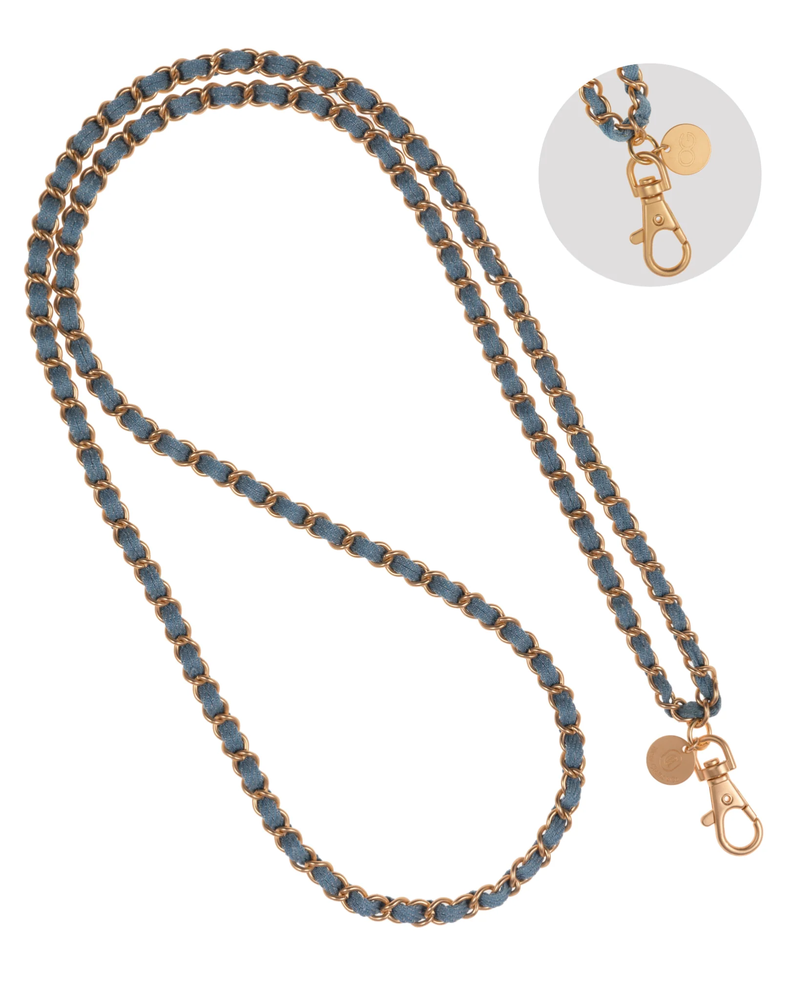 Denim Dream x Matte Gold Crossbody Phone Chain - Image 2