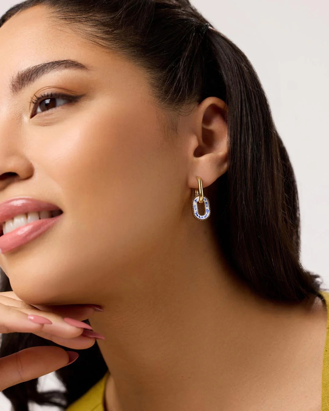 Double Hoop Earrings - Ash Double Marble Blue - Image 5
