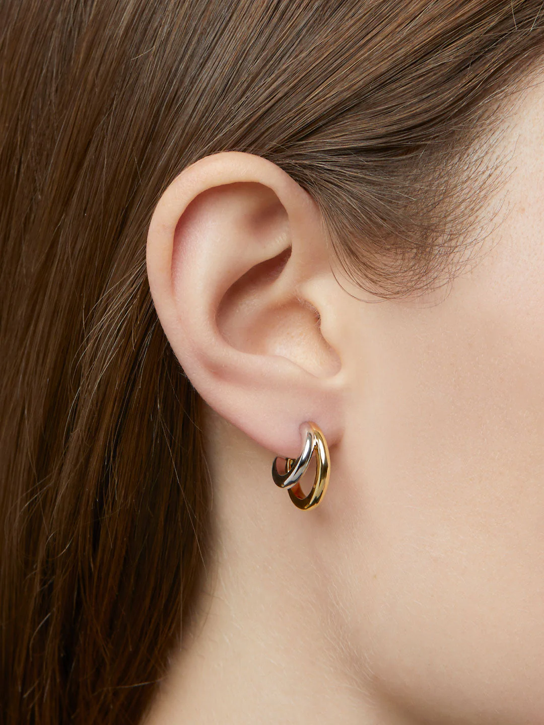 Double Hoop Earrings - Scarlett Two Tone - Image 2