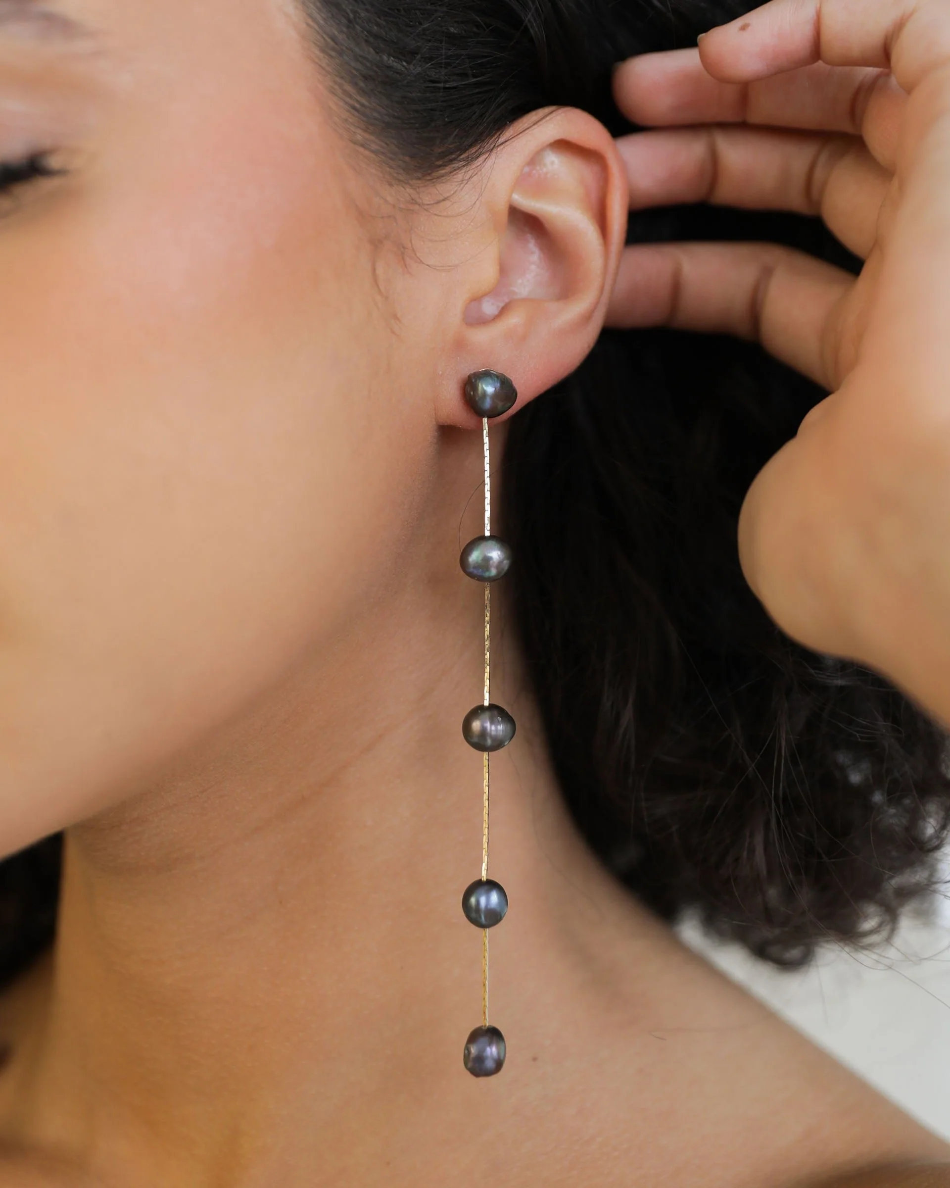 Dripping Pearl Delicate Drop Earrings - Image 4