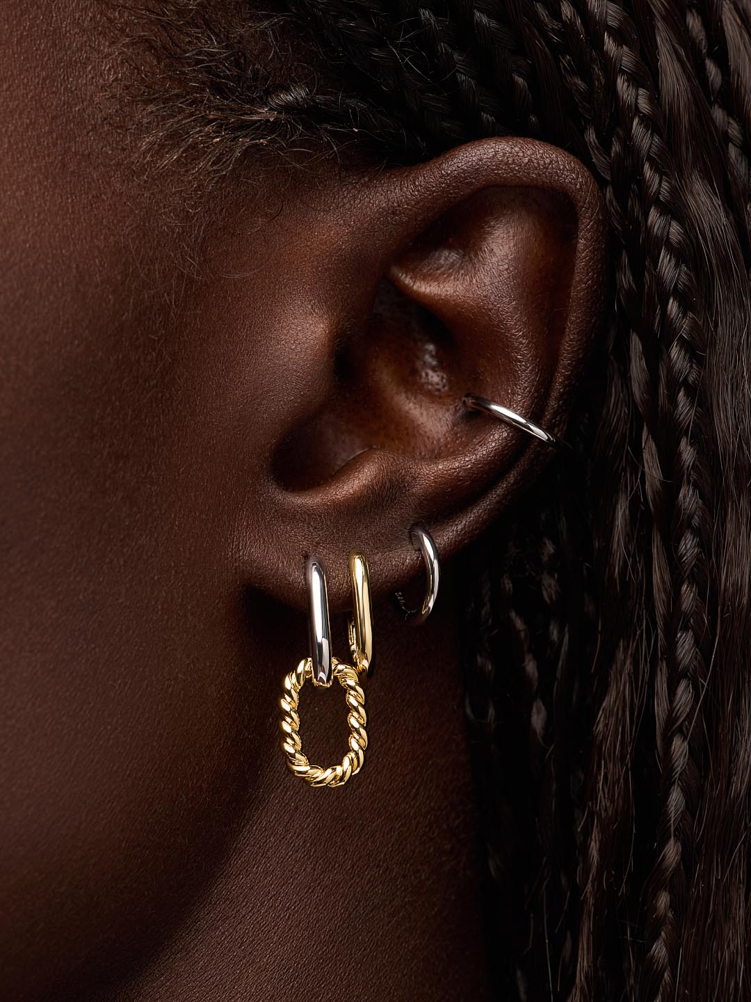 Drop Earrings - Ash Double Mini Two Tone - Image 2