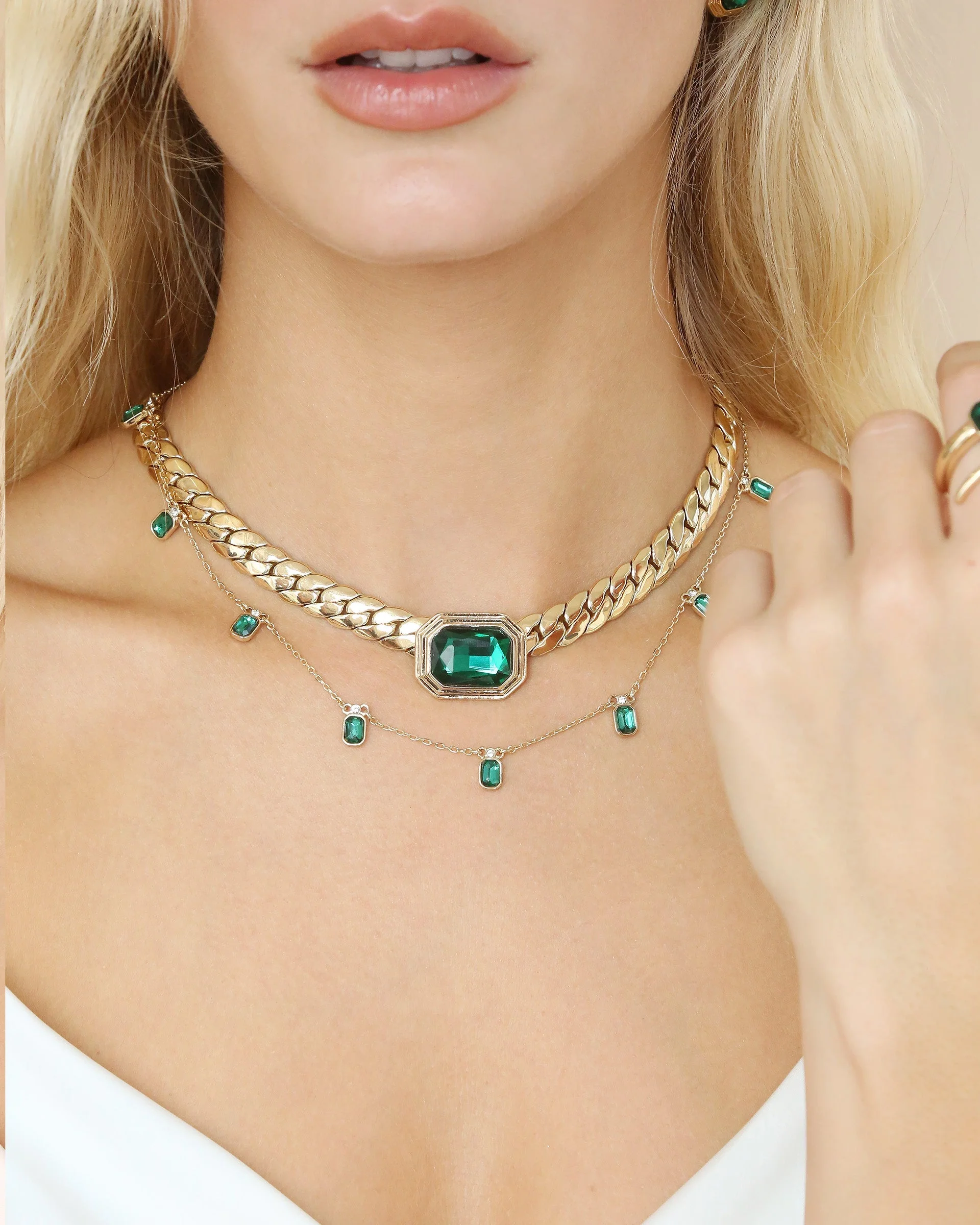 Emerald Deco Charm Necklace - Image 9
