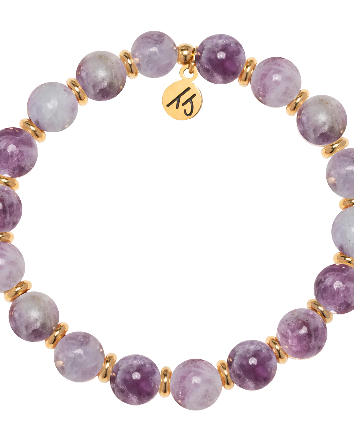 Gold Empowered Elegance Collection- Lepidolite Quartz Gemstone Bracelet