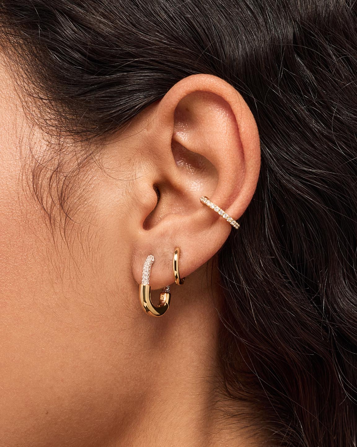 Gold Hoops - Brynley Hoops Mini Micropave - Image 2
