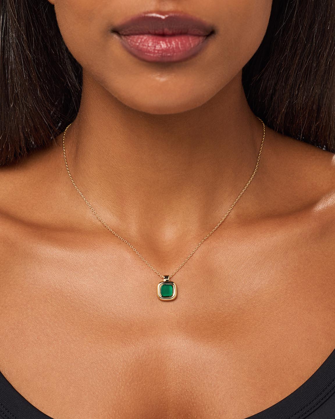 Gold Pendant - Clara Pendant Green Onyx - Image 4