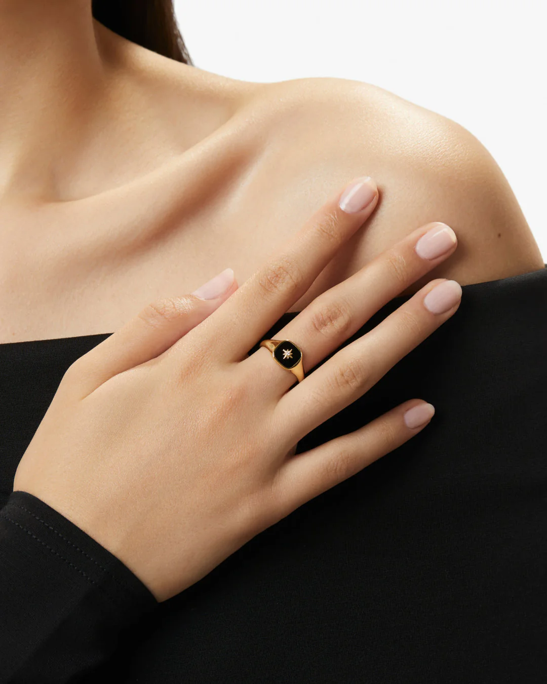 Gold Signet Ring - Amara Black - Image 5