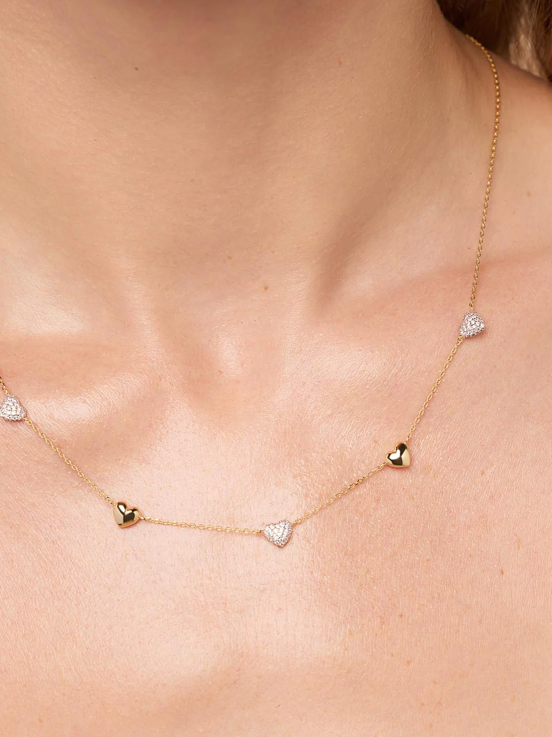 Heart Necklace - Lev Mini Pave Station Necklace - Image 3