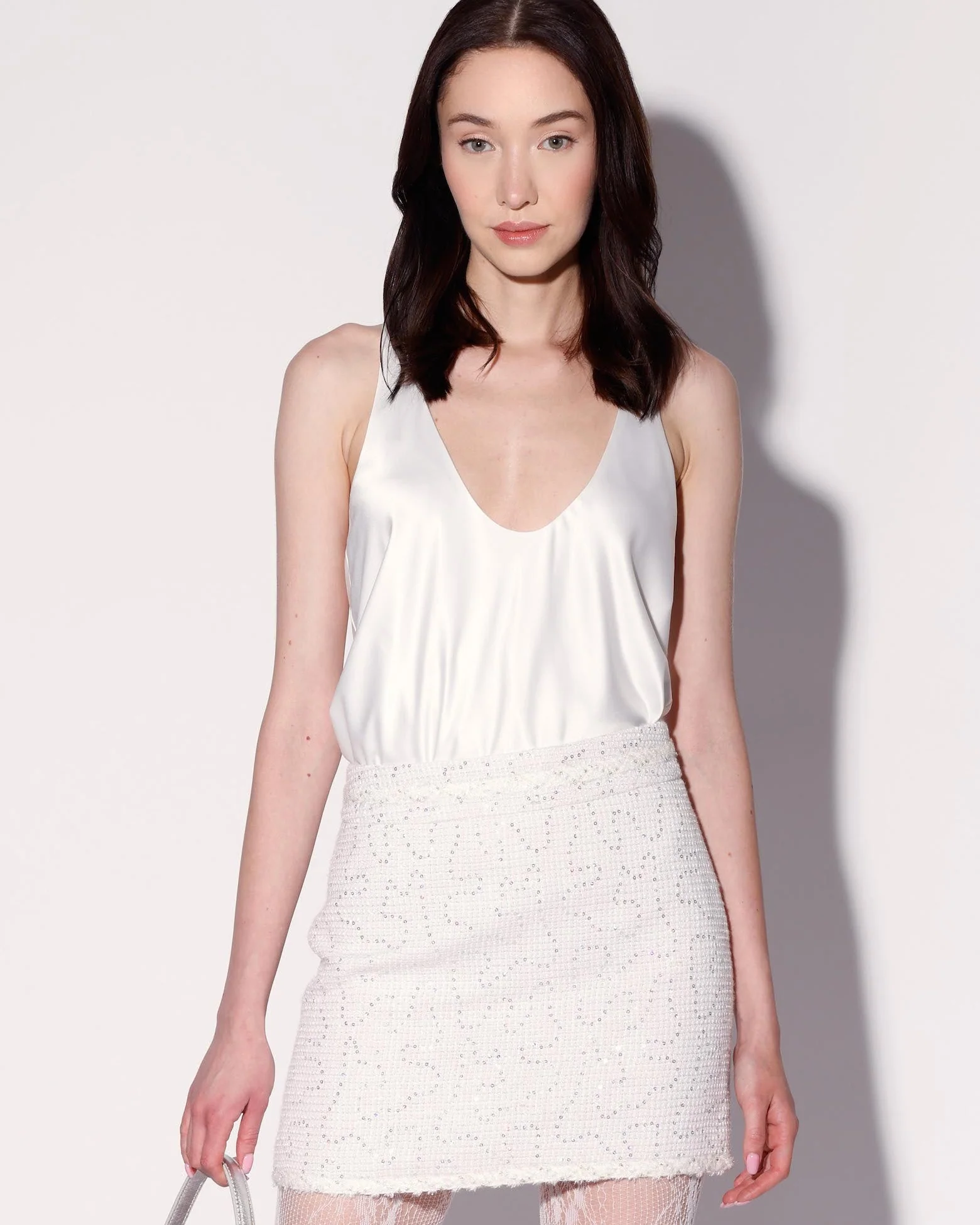 Hope Skirt, White Sparkle Tweed