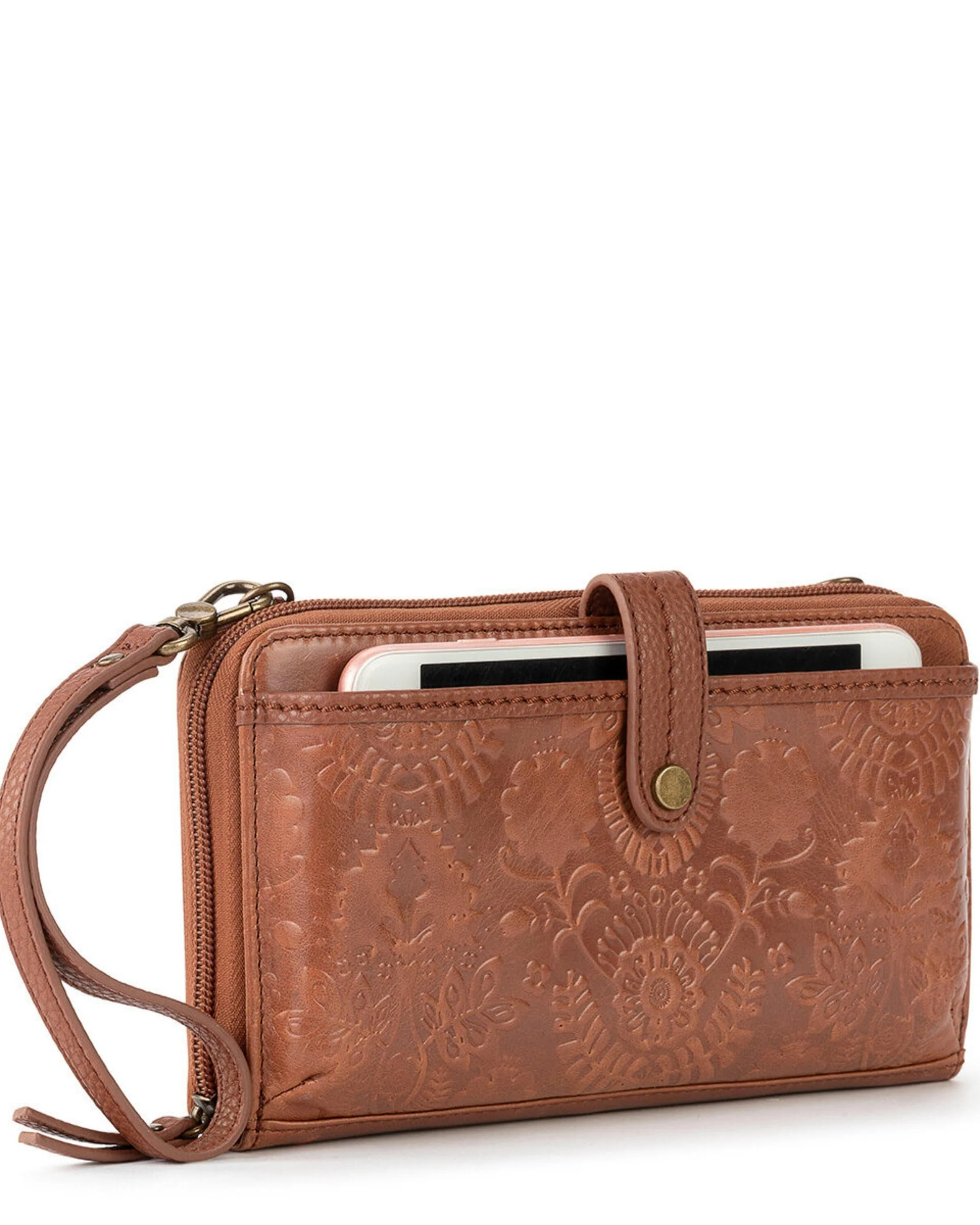 Iris Smartphone Wallet - Leather - Tobacco Floral Embossed - Image 4