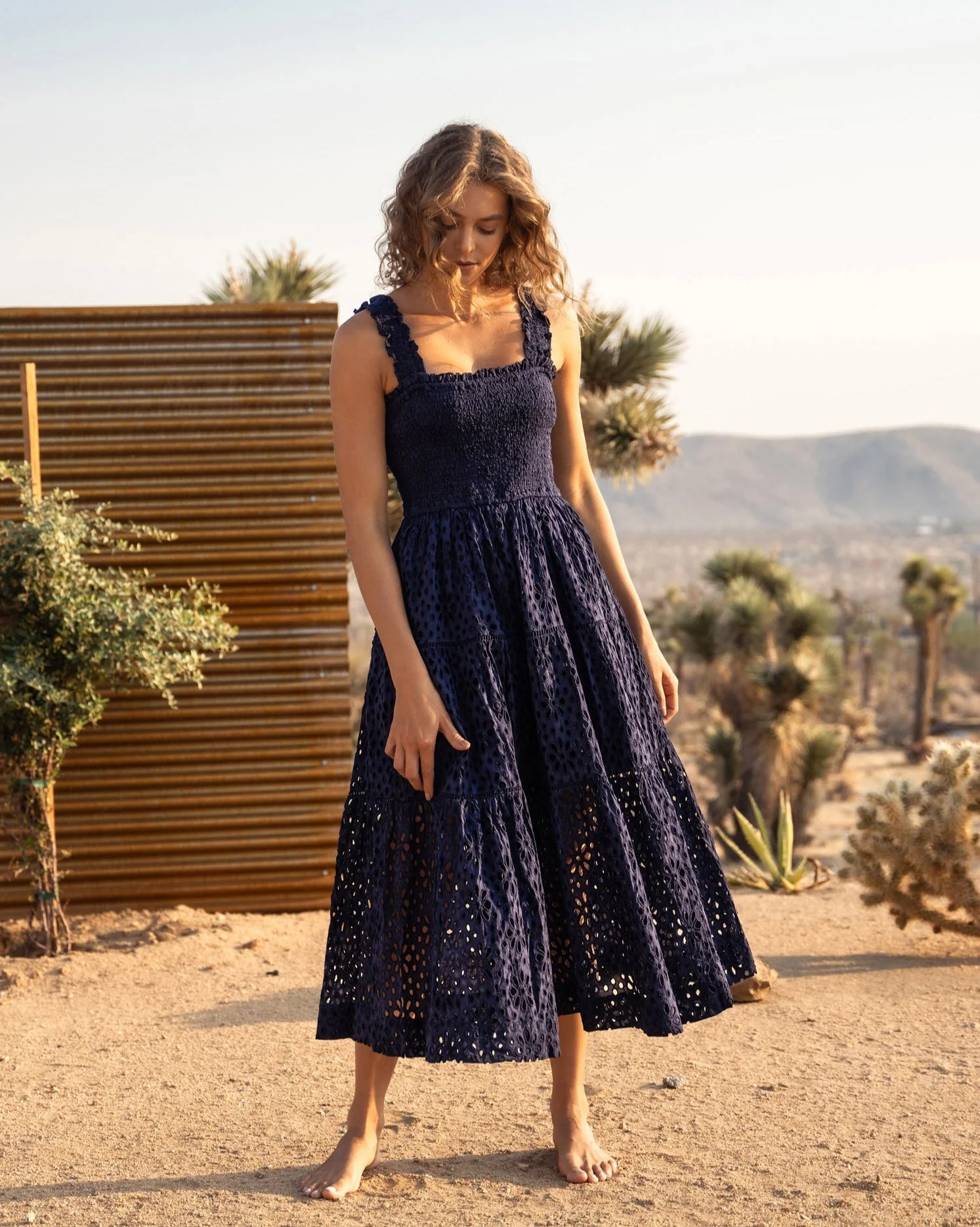 Kristen Dress Navy Seaside Eyelet - Image 4