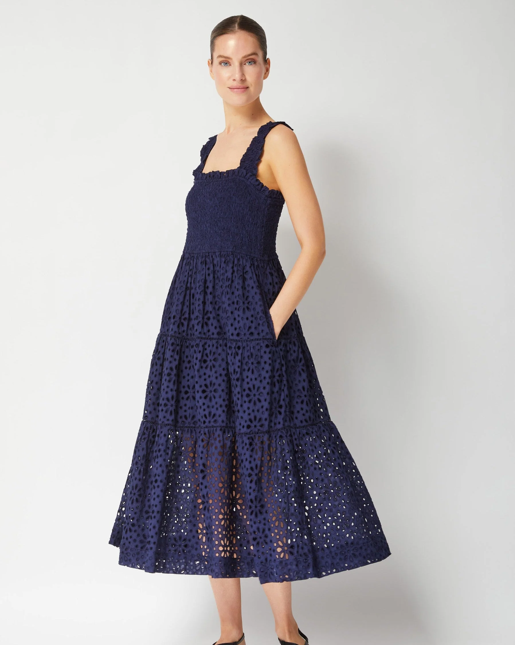 Kristen Dress Navy Seaside Eyelet - Image 7