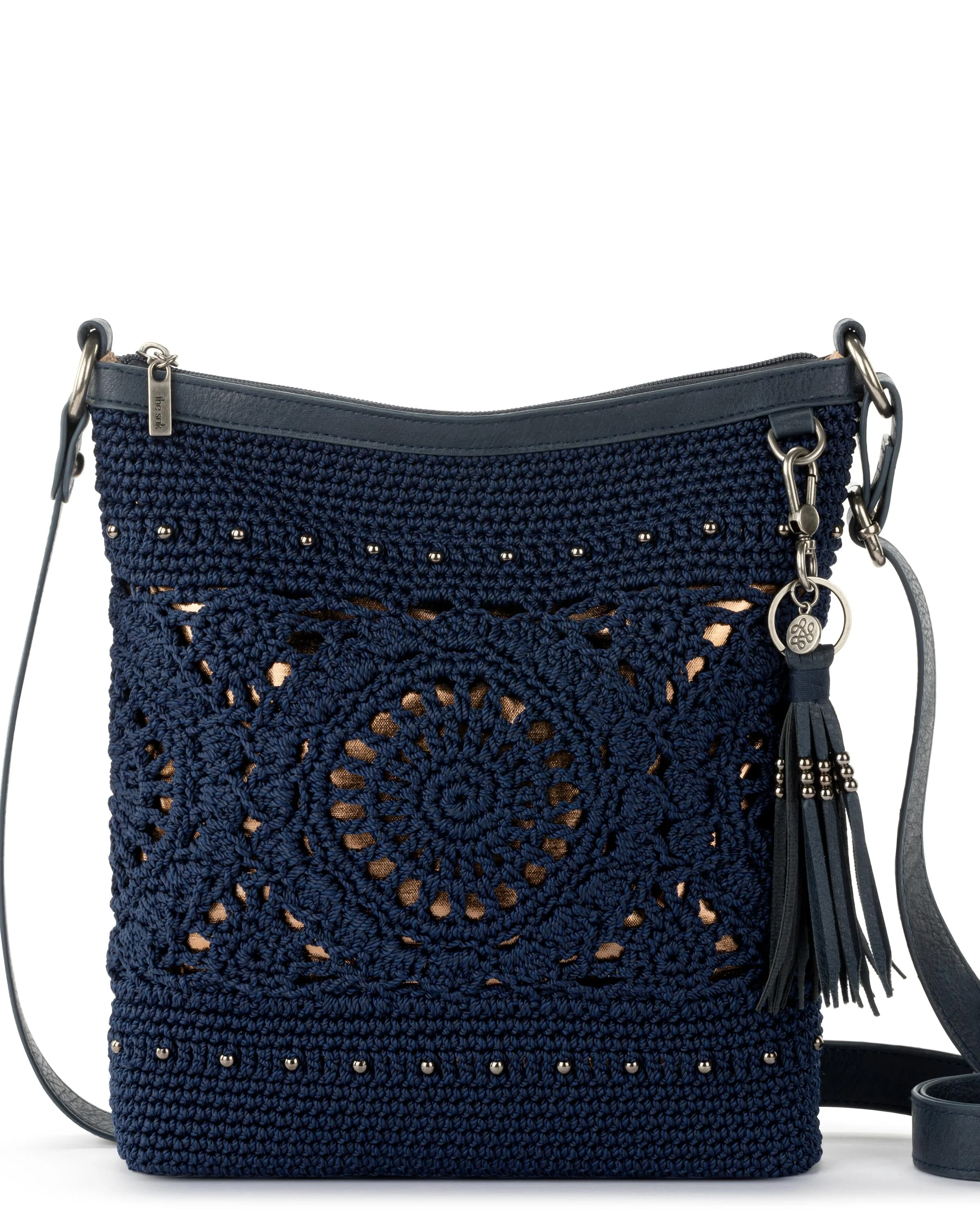 Lucia Crossbody - Hand Crochet - Denim Medallion