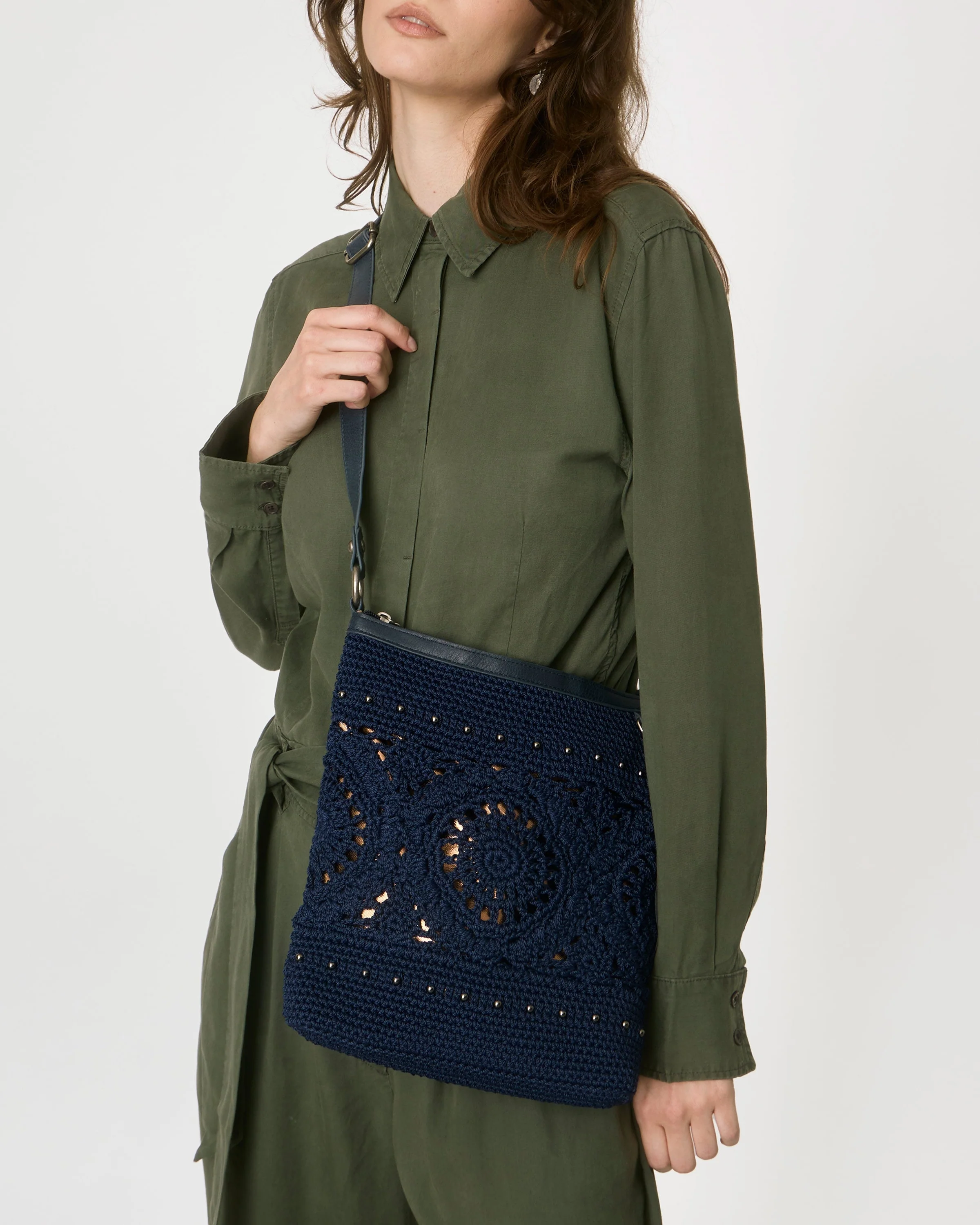Lucia Crossbody - Hand Crochet - Denim Medallion - Image 2