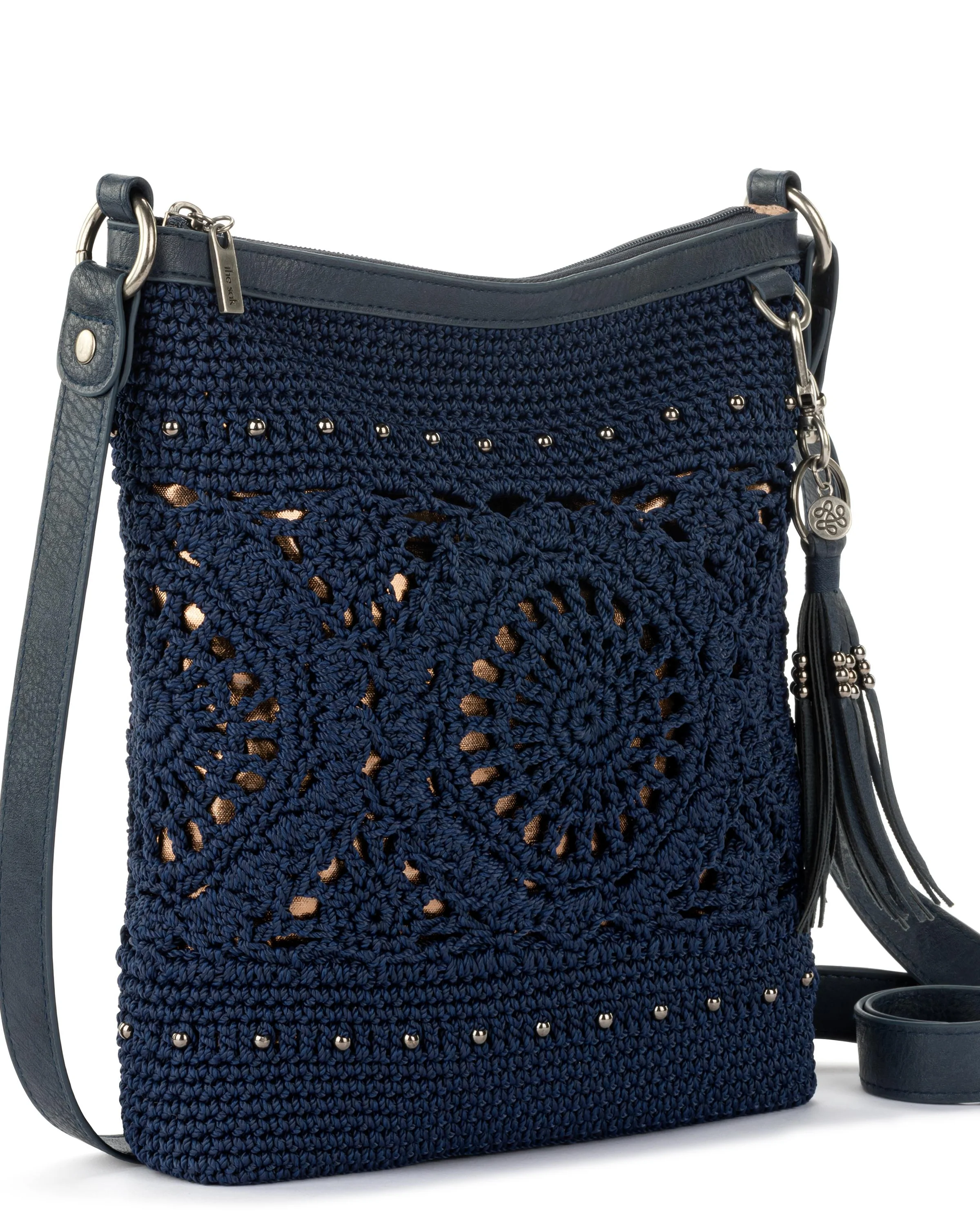 Lucia Crossbody - Hand Crochet - Denim Medallion - Image 4