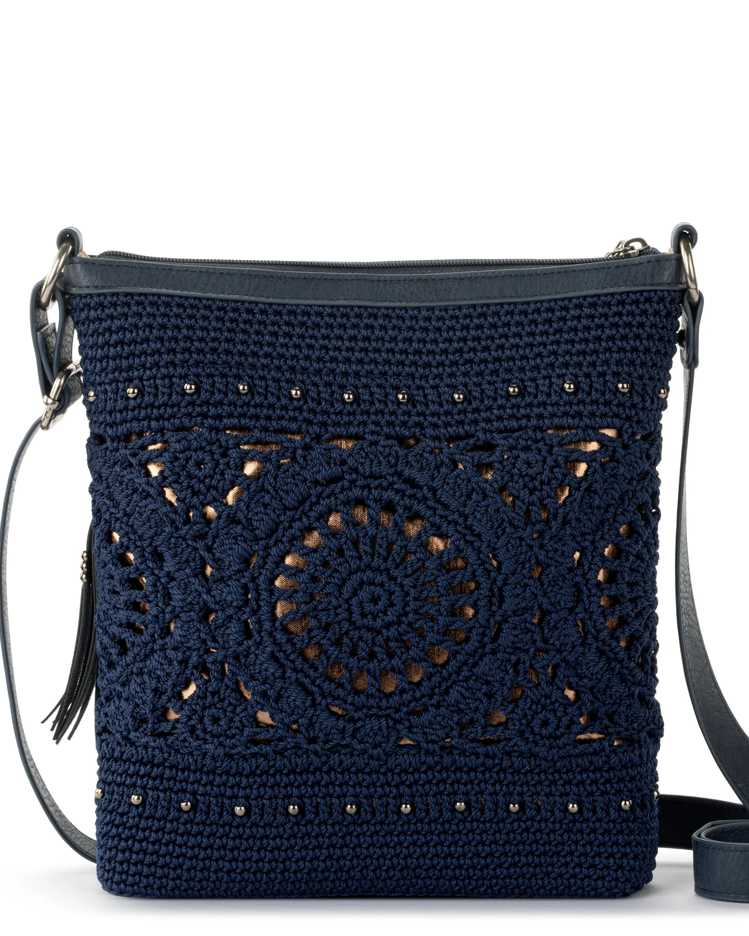 Lucia Crossbody - Hand Crochet - Denim Medallion - Image 6