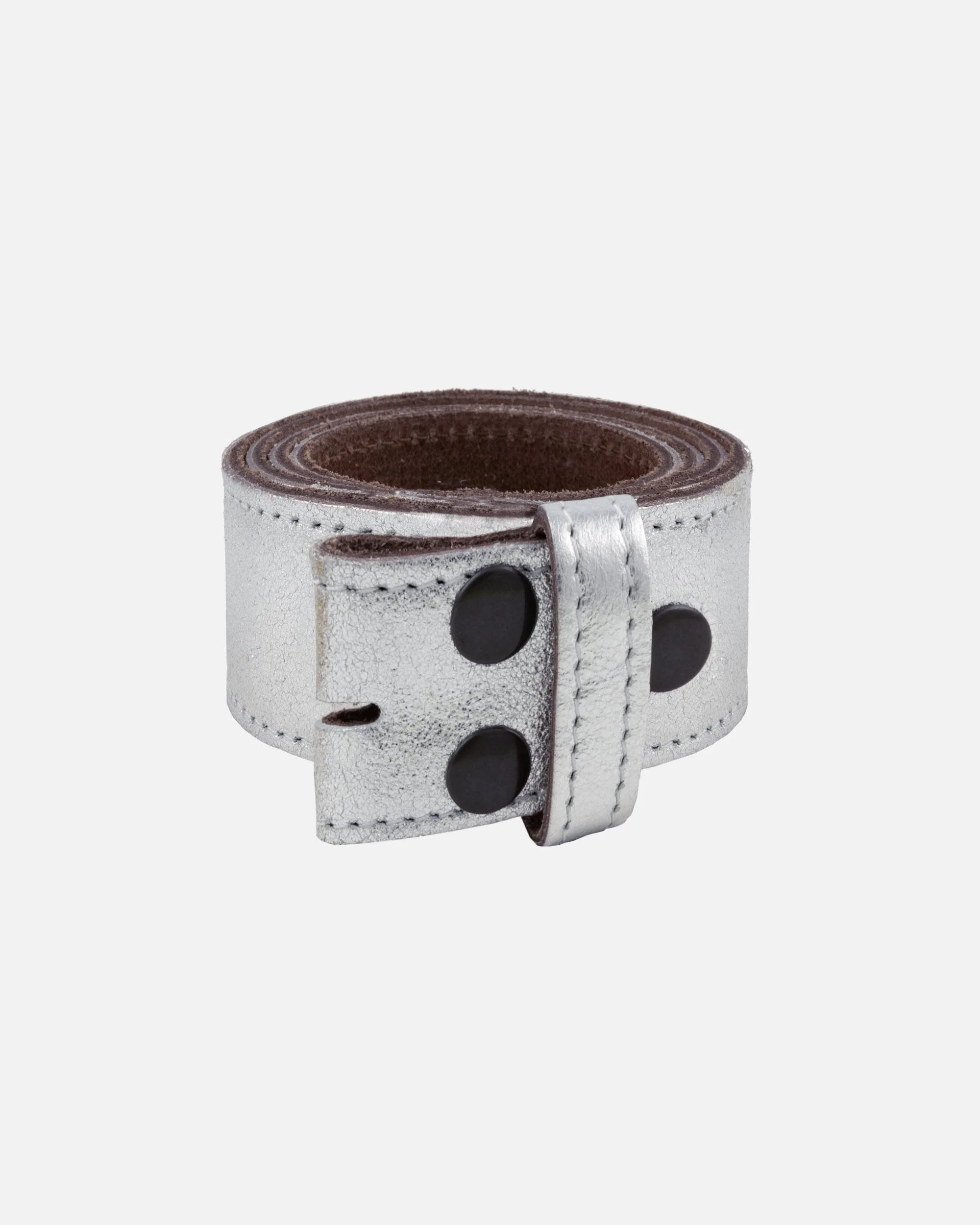 Marcella | Silver Metallic Leather Belt Strap - Image 2
