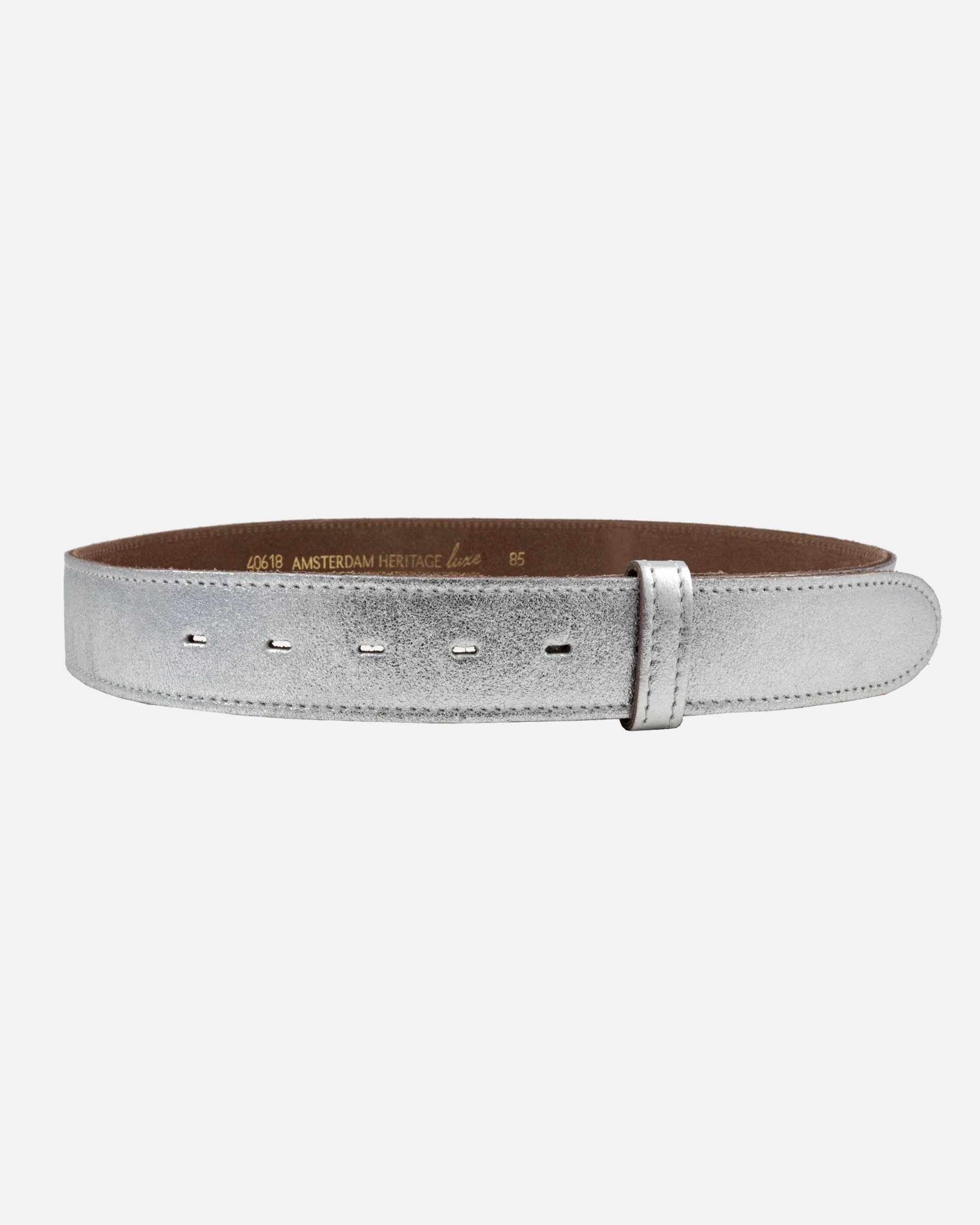 Marcella | Silver Metallic Leather Belt Strap - Image 3