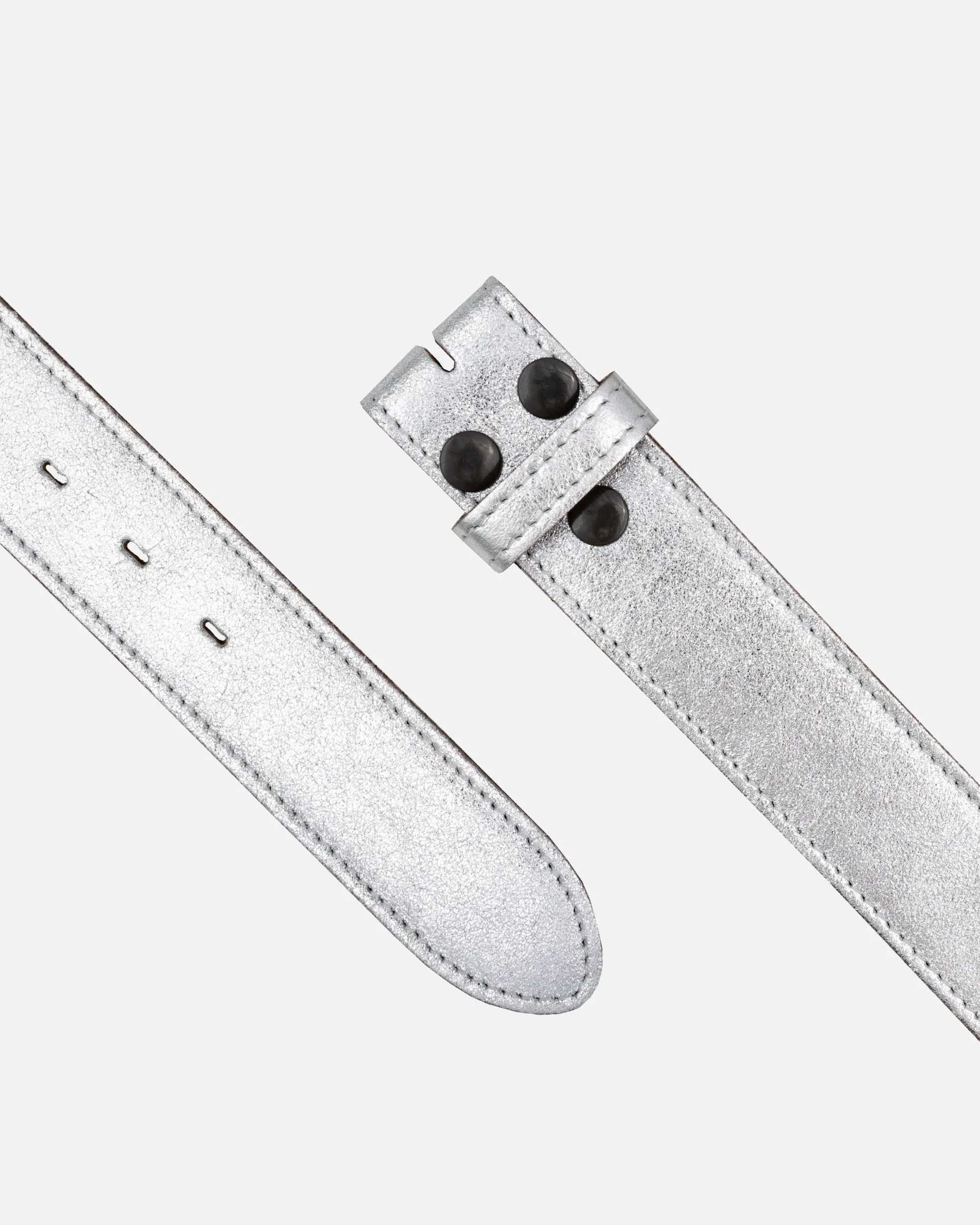 Marcella | Silver Metallic Leather Belt Strap - Image 4