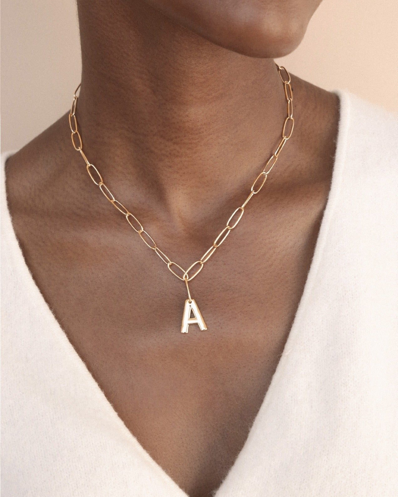 Paperclip Link Initial Necklace - Image 2