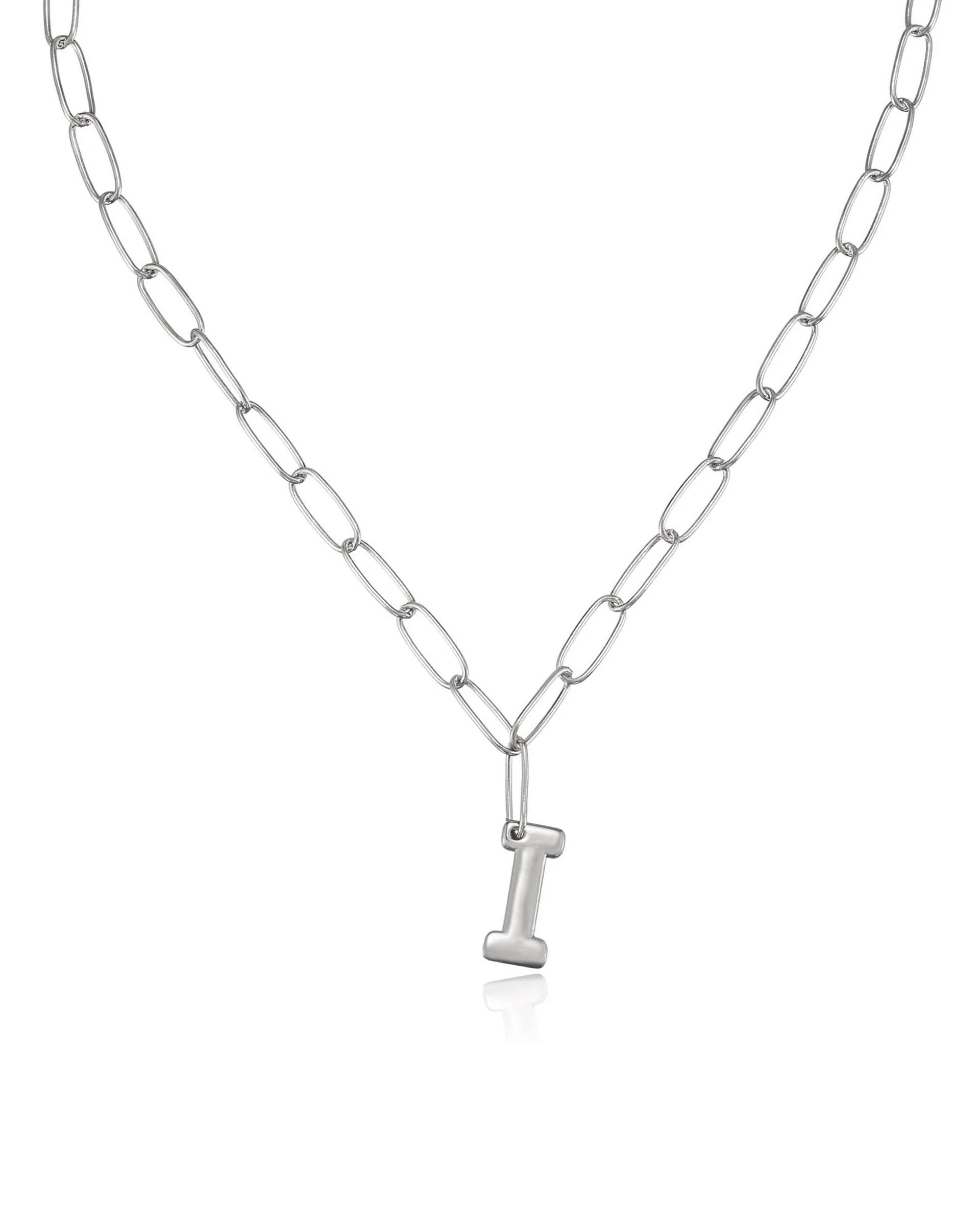 Paperclip Link Initial Necklace - Image 35