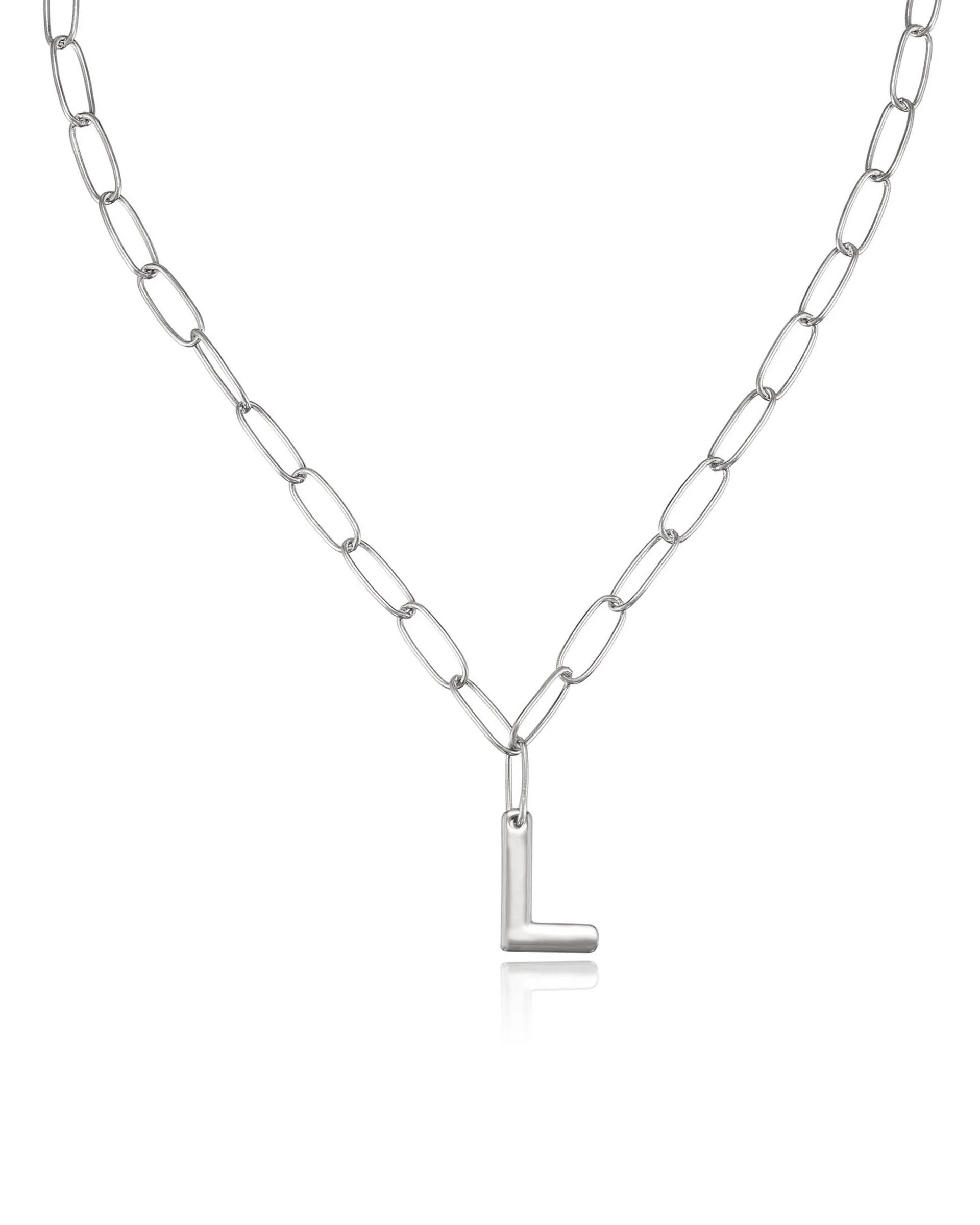 Paperclip Link Initial Necklace - Image 38
