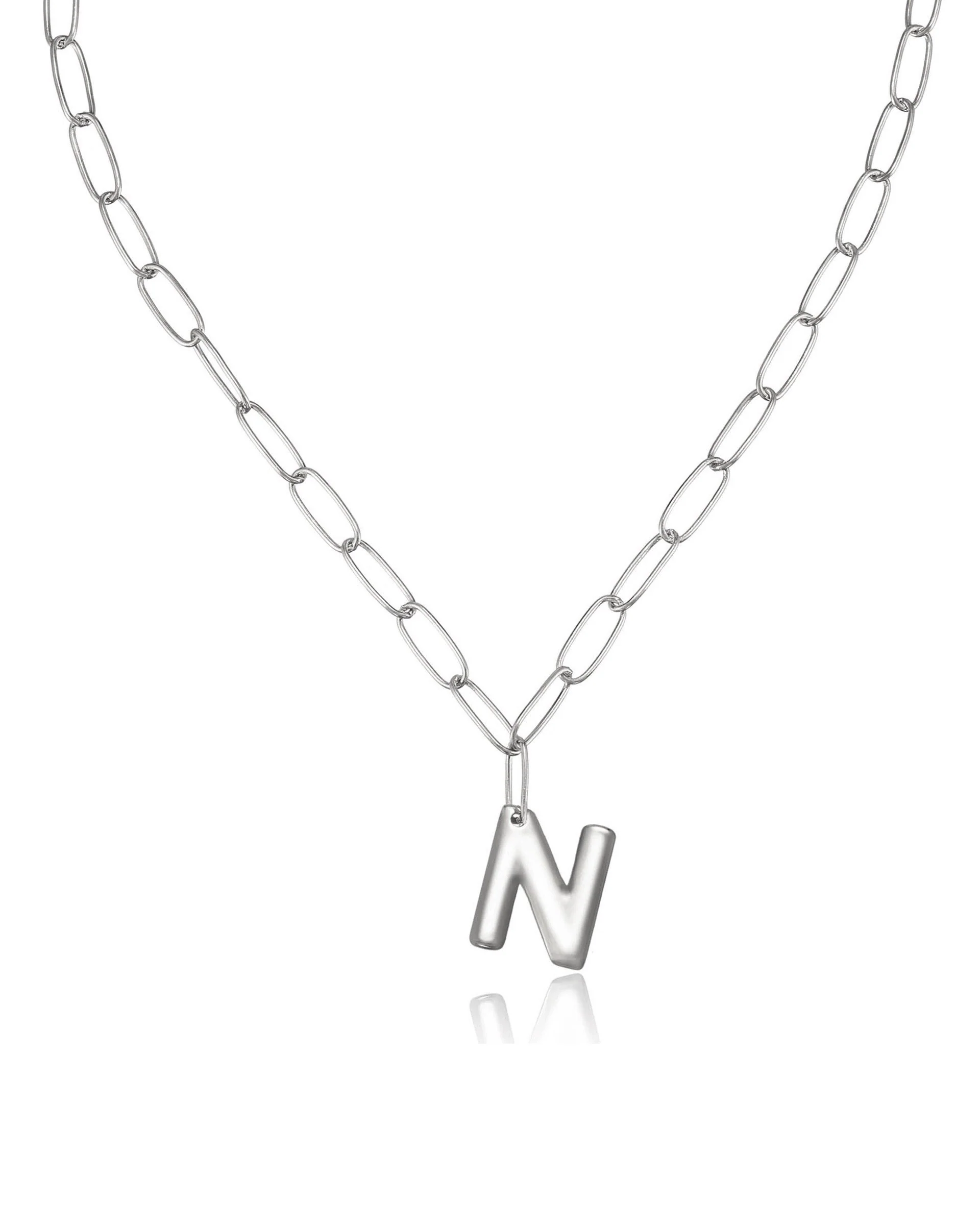 Paperclip Link Initial Necklace - Image 40