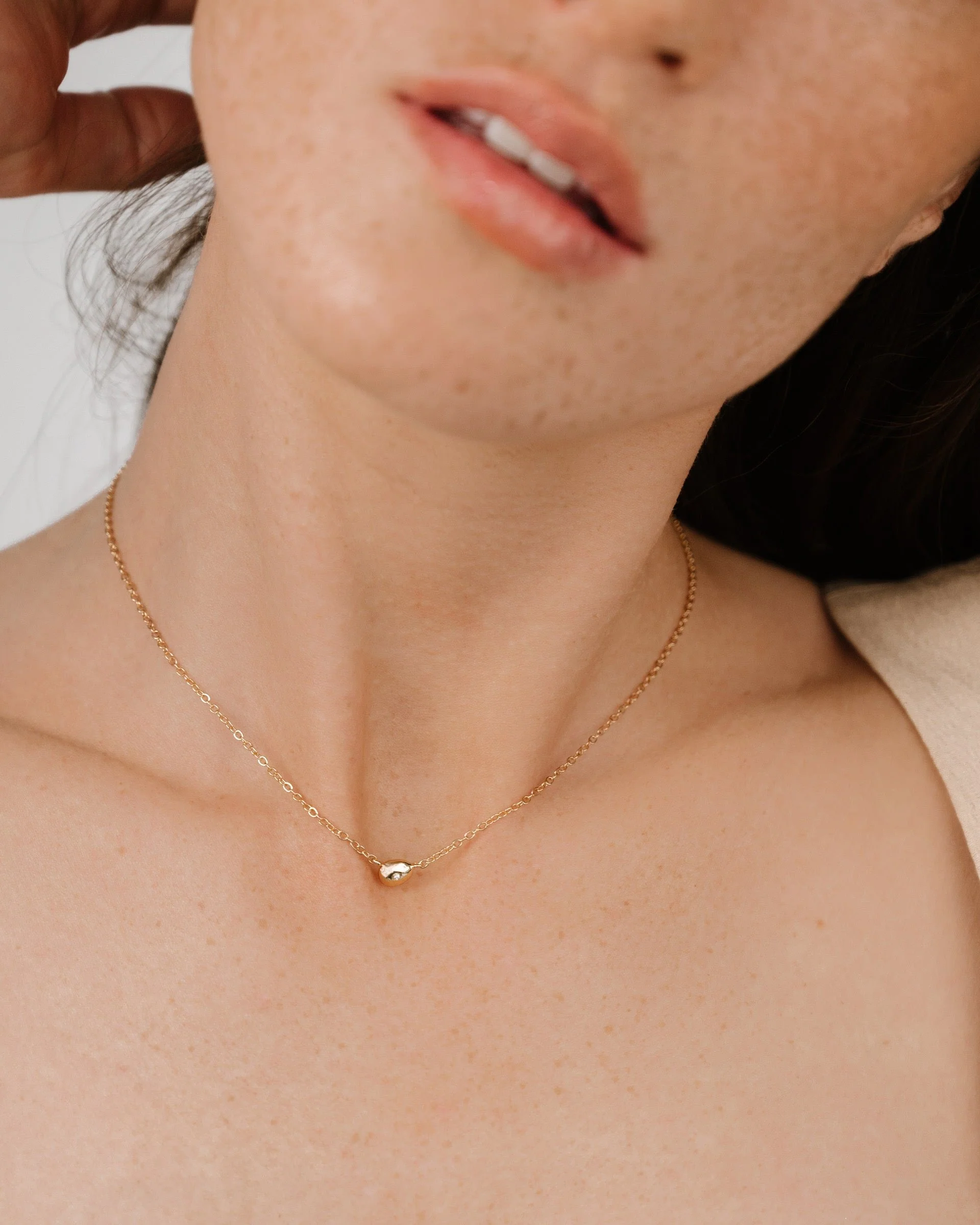 Polished Dainty Pebble Necklace - Image 6