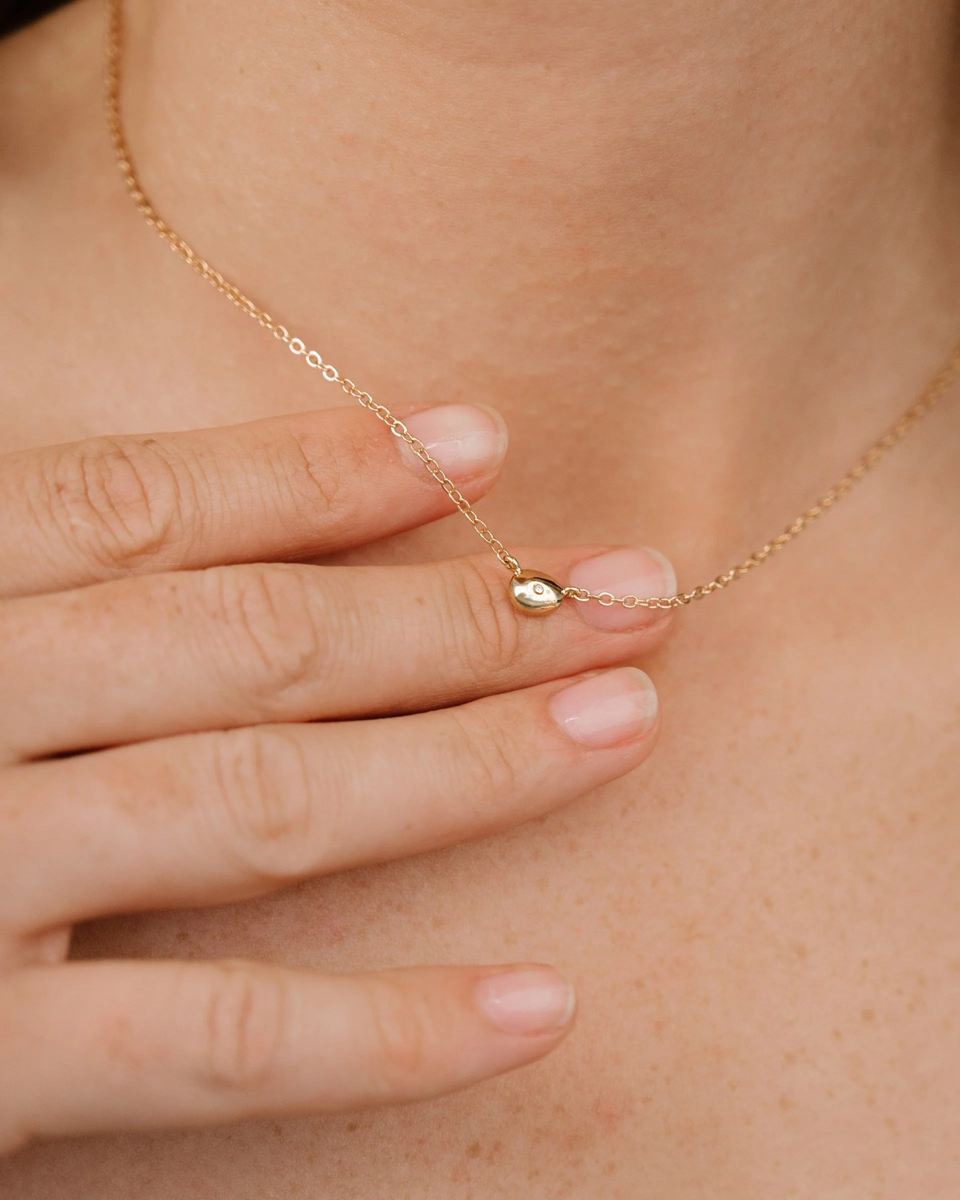 Polished Dainty Pebble Necklace - Image 7