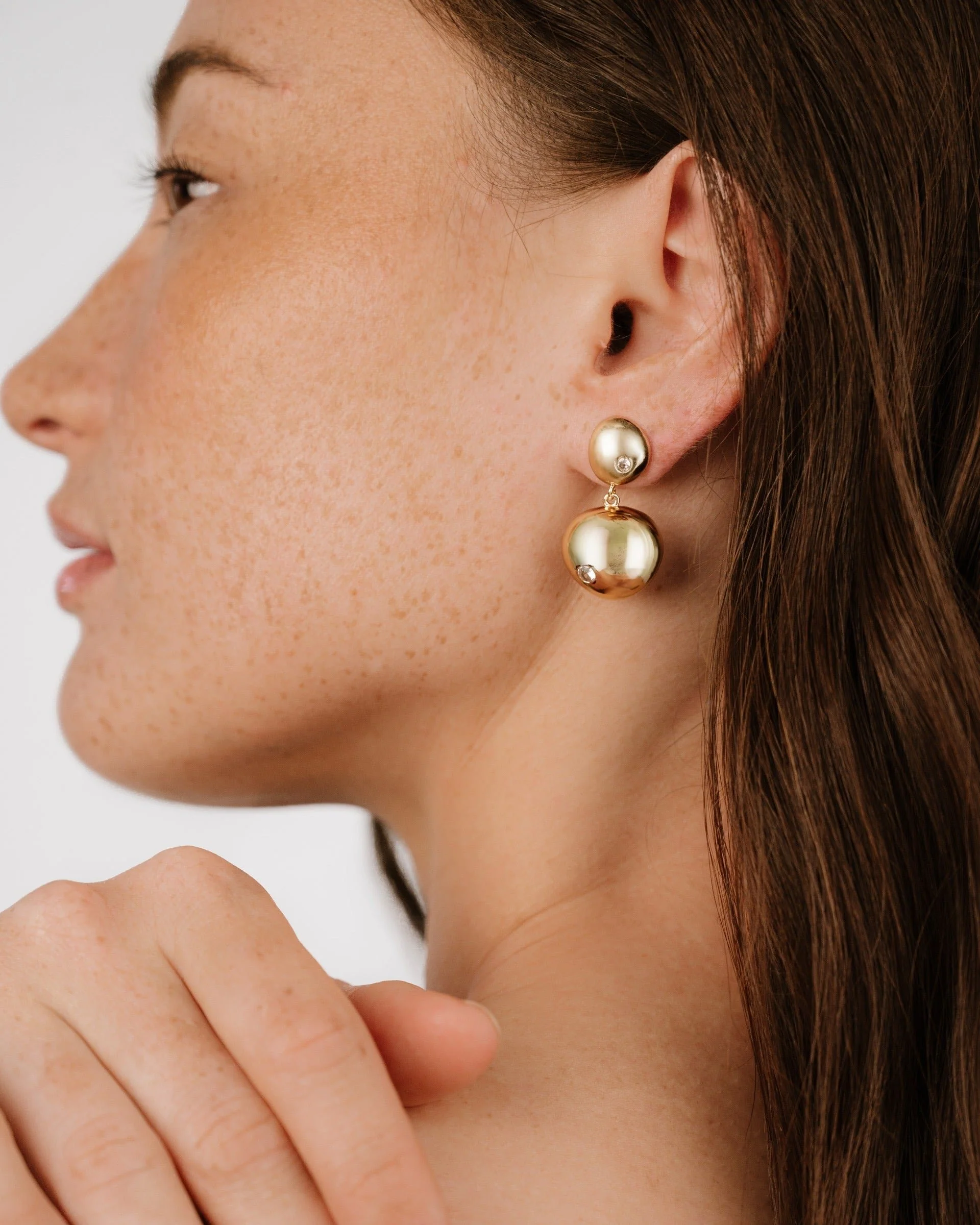 Polished Double Pebble Drop Earrings - Image 5