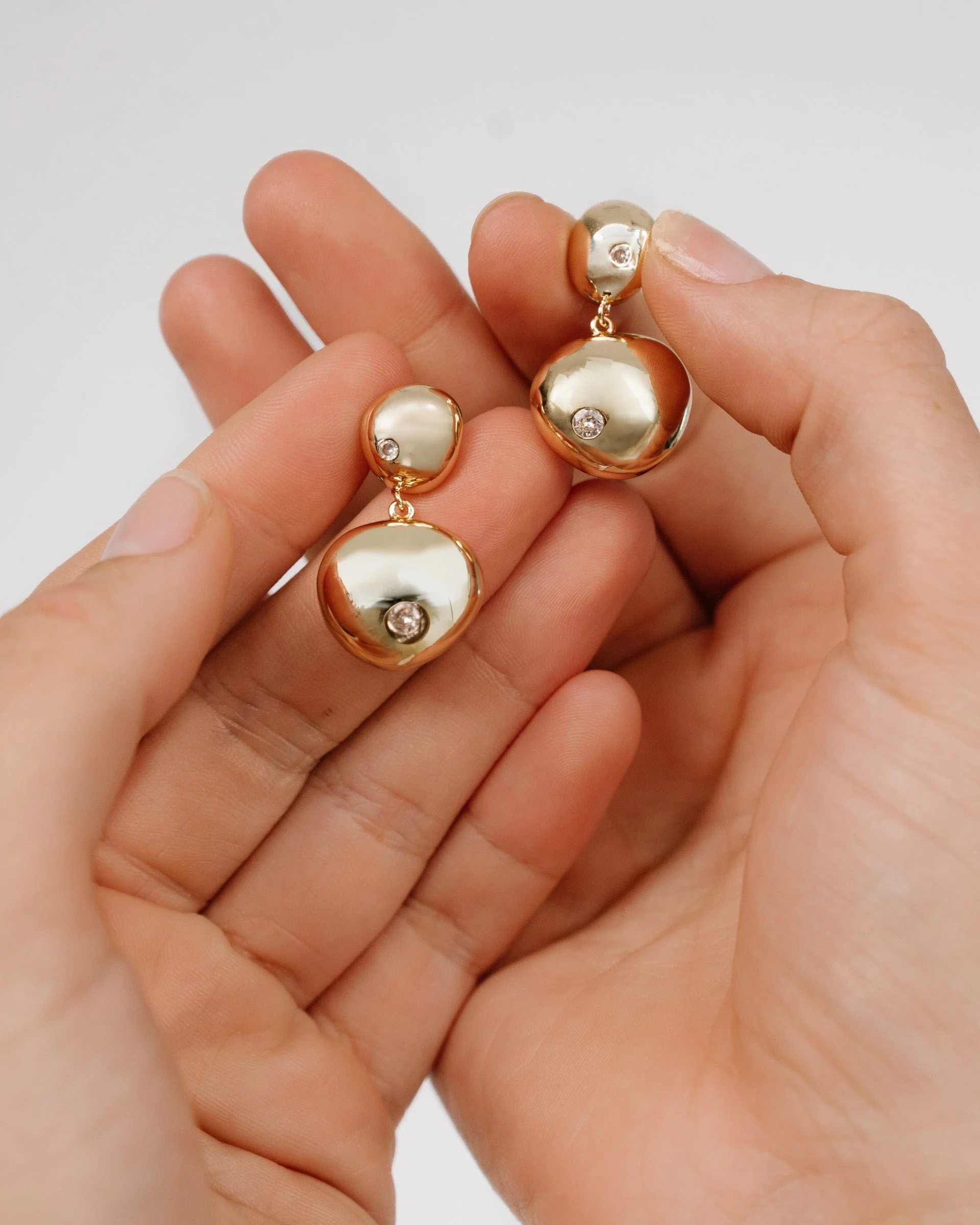 Polished Double Pebble Drop Earrings - Image 7
