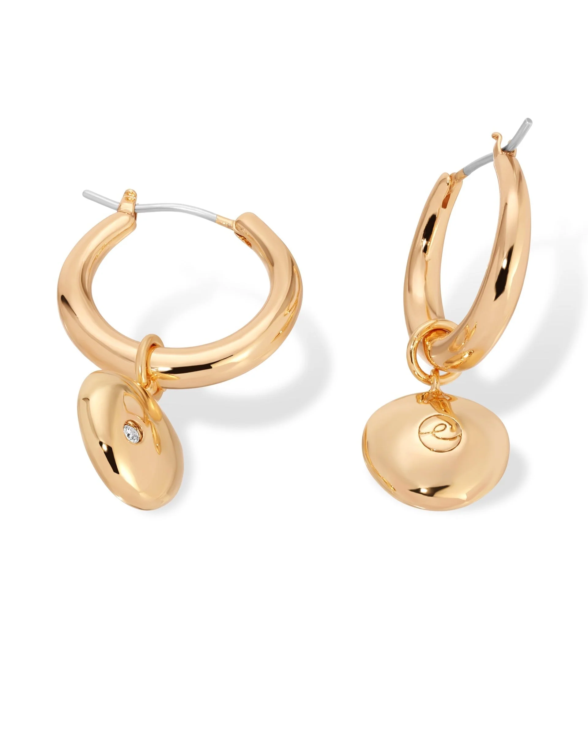 Polished Pebble Huggie Hoop Earrings - Image 3