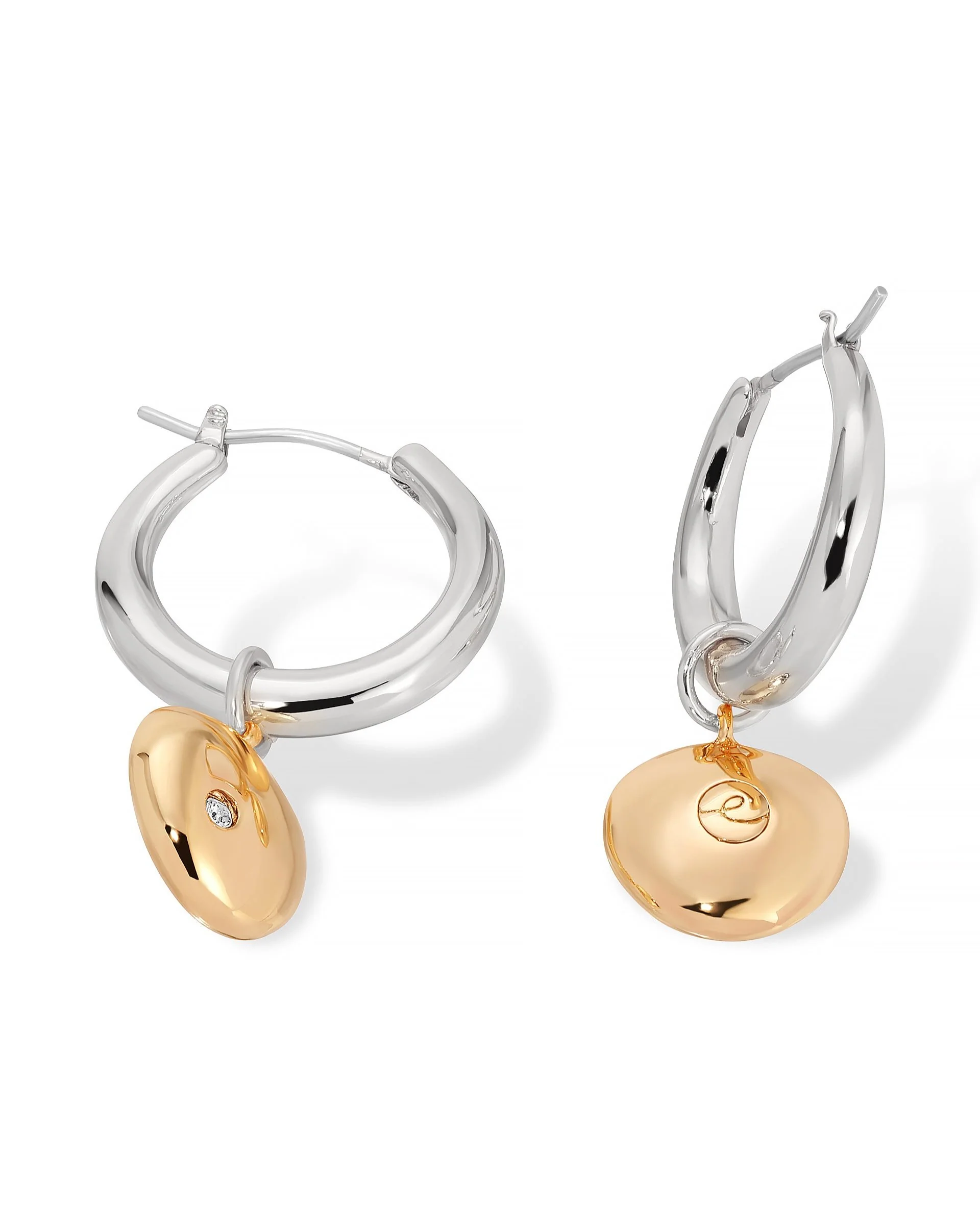Polished Pebble Huggie Hoop Earrings - Image 4