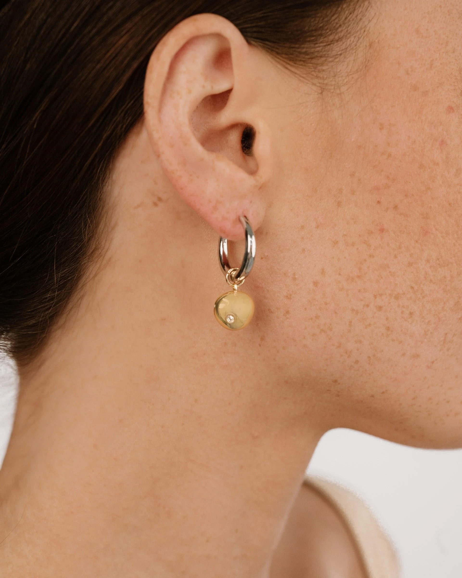 Polished Pebble Huggie Hoop Earrings - Image 5