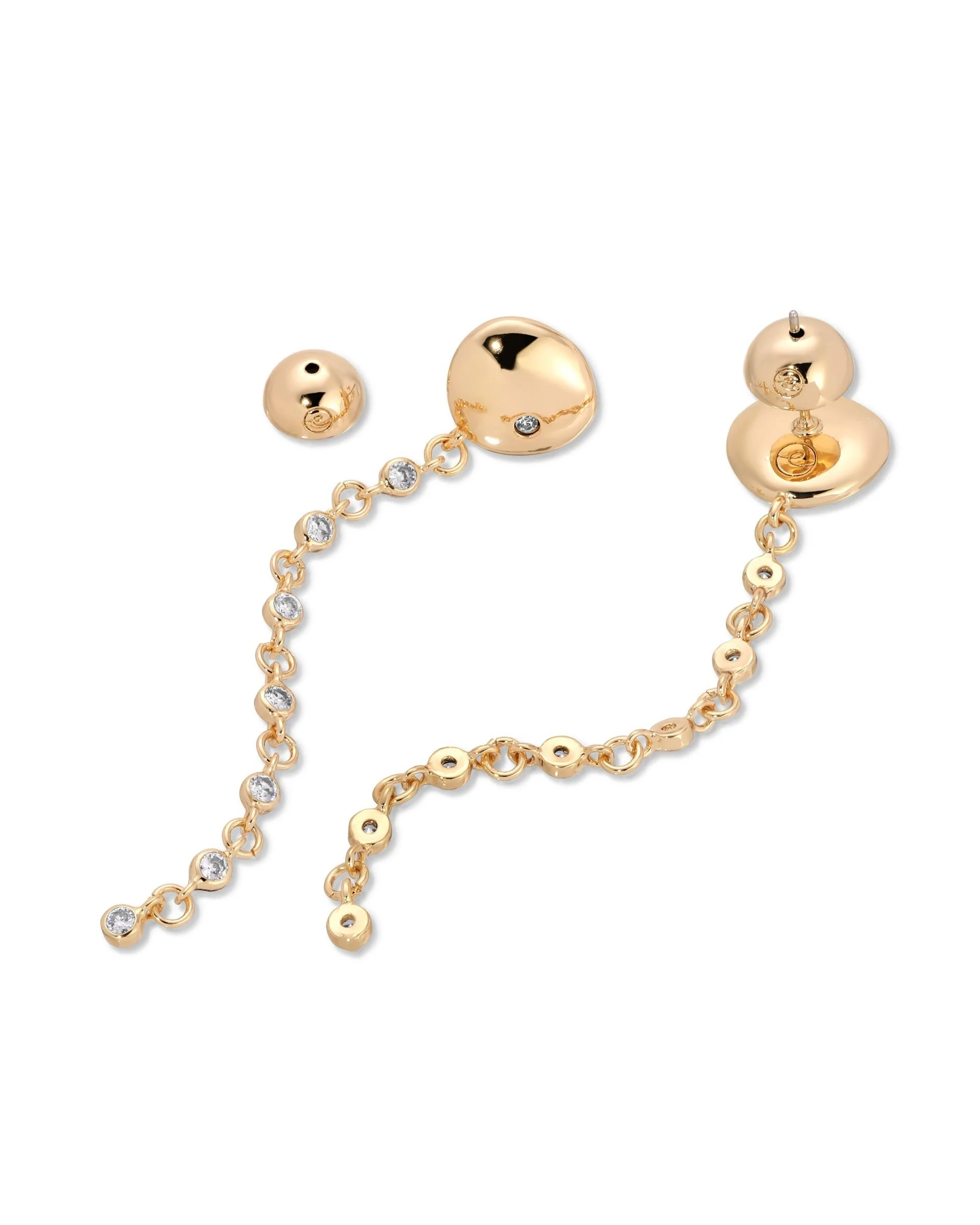 Polished Pebble Linear Chain Earrings - Image 3