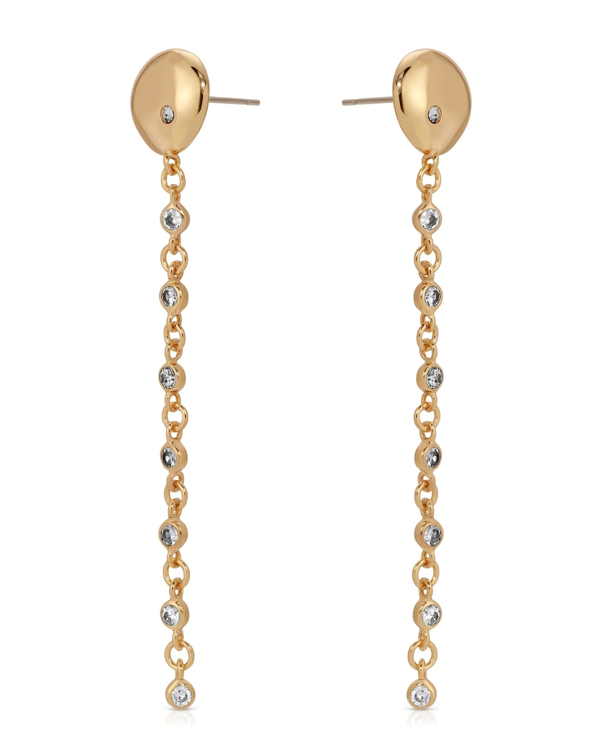 Polished Pebble Linear Chain Earrings - Image 6