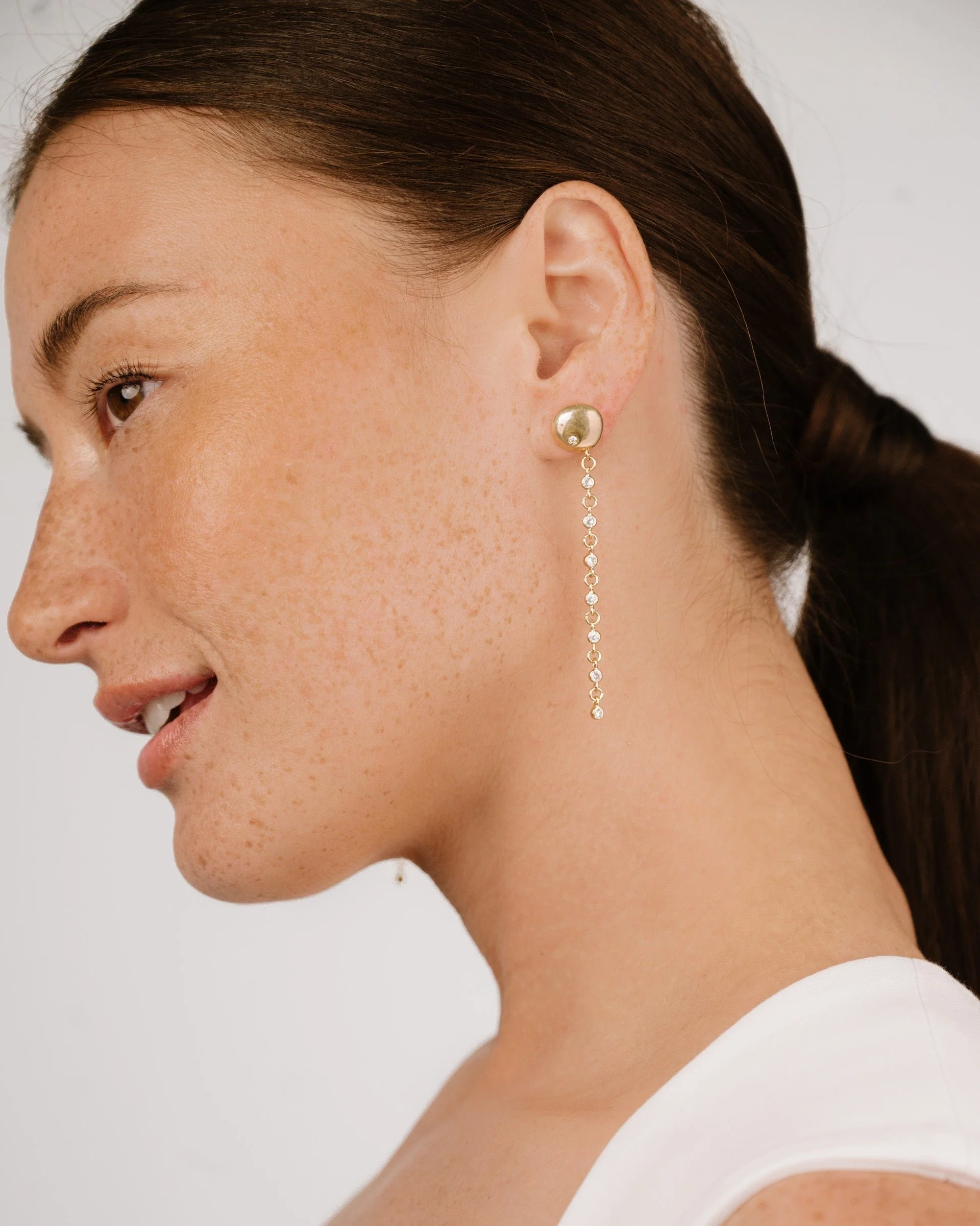 Polished Pebble Linear Chain Earrings - Image 7