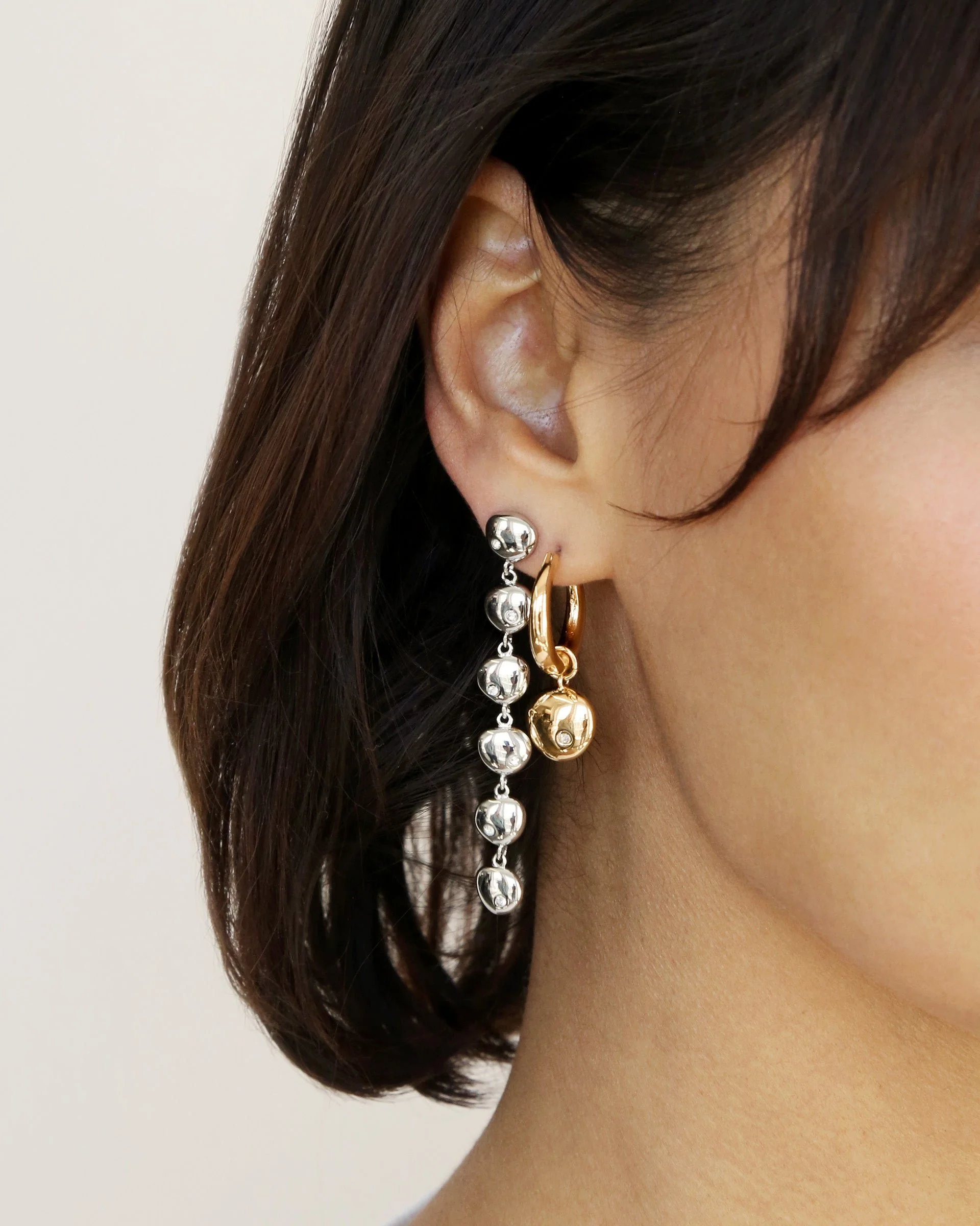 Polished Pebble Linear Dangle Earrings - Image 5