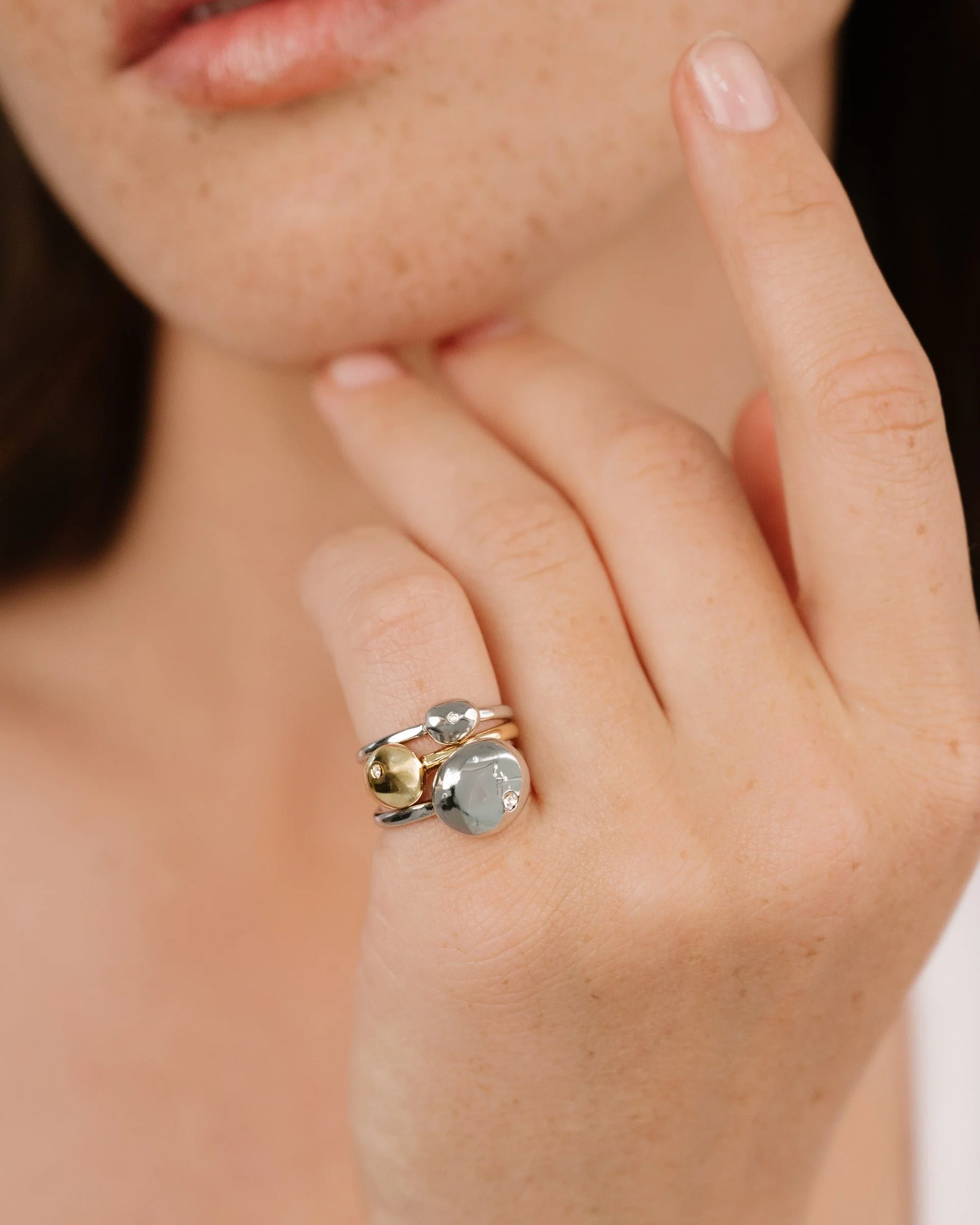 Polished Stacking Pebble Ring Set - Image 5