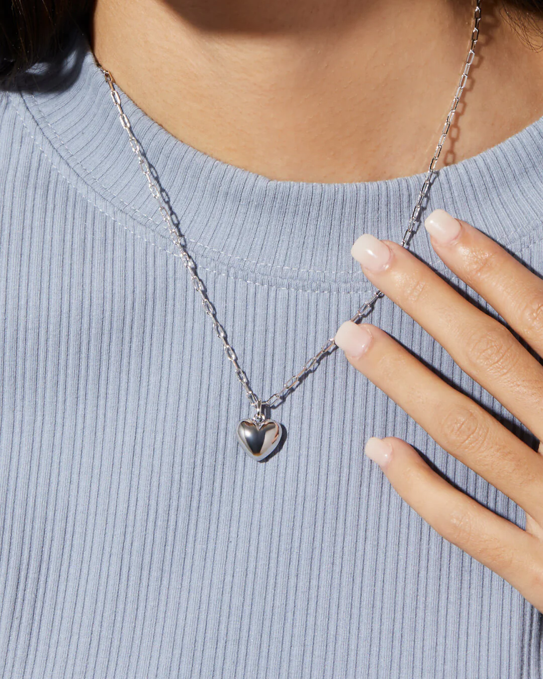 Puffed Heart Necklace - Lev Silver - Image 2