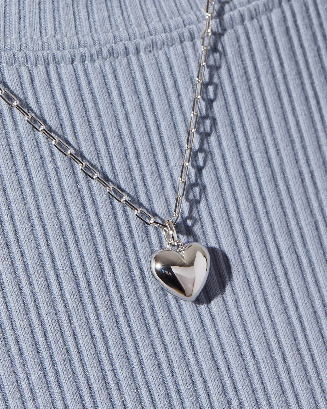 Puffed Heart Necklace - Lev Silver - Image 4