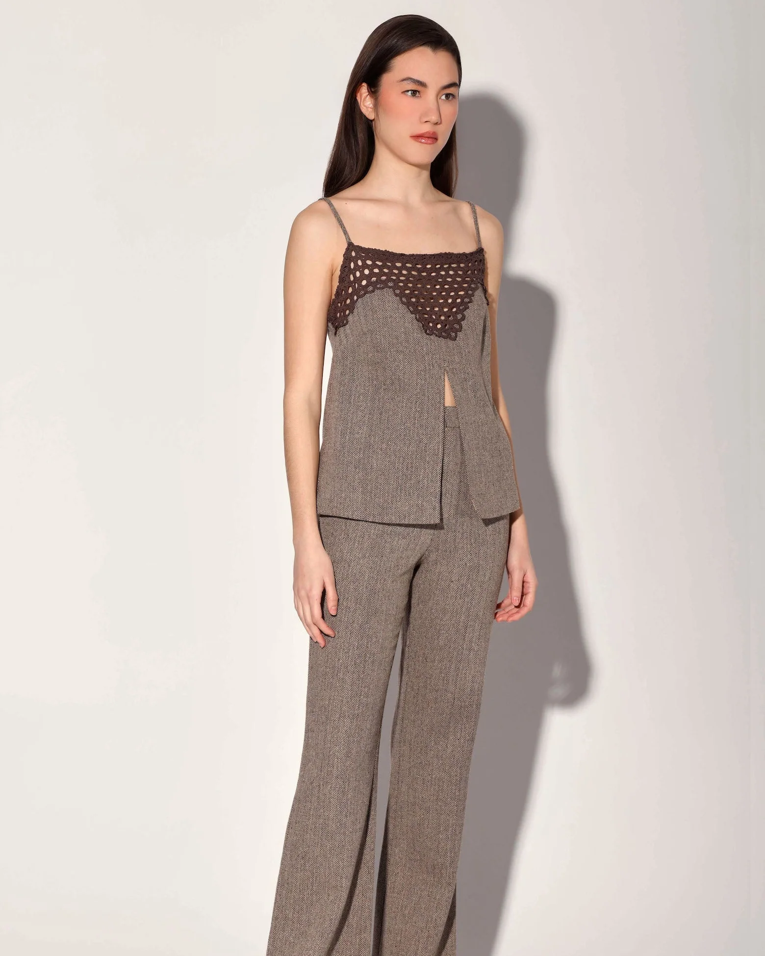 Sabine Top, Brown Herringbone - Image 3