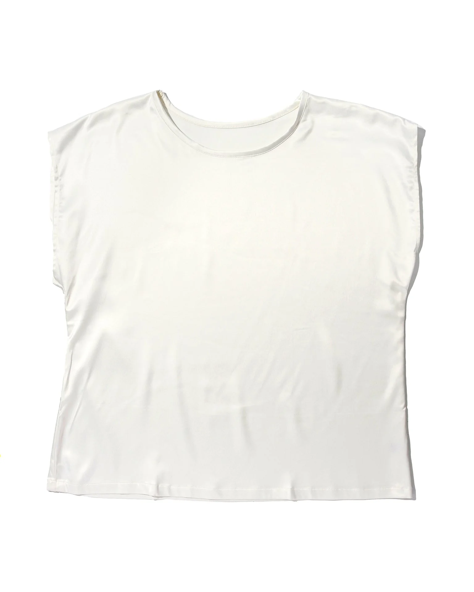 Satin Sleep Cap Sleeve Tee Light Ivory - Image 4