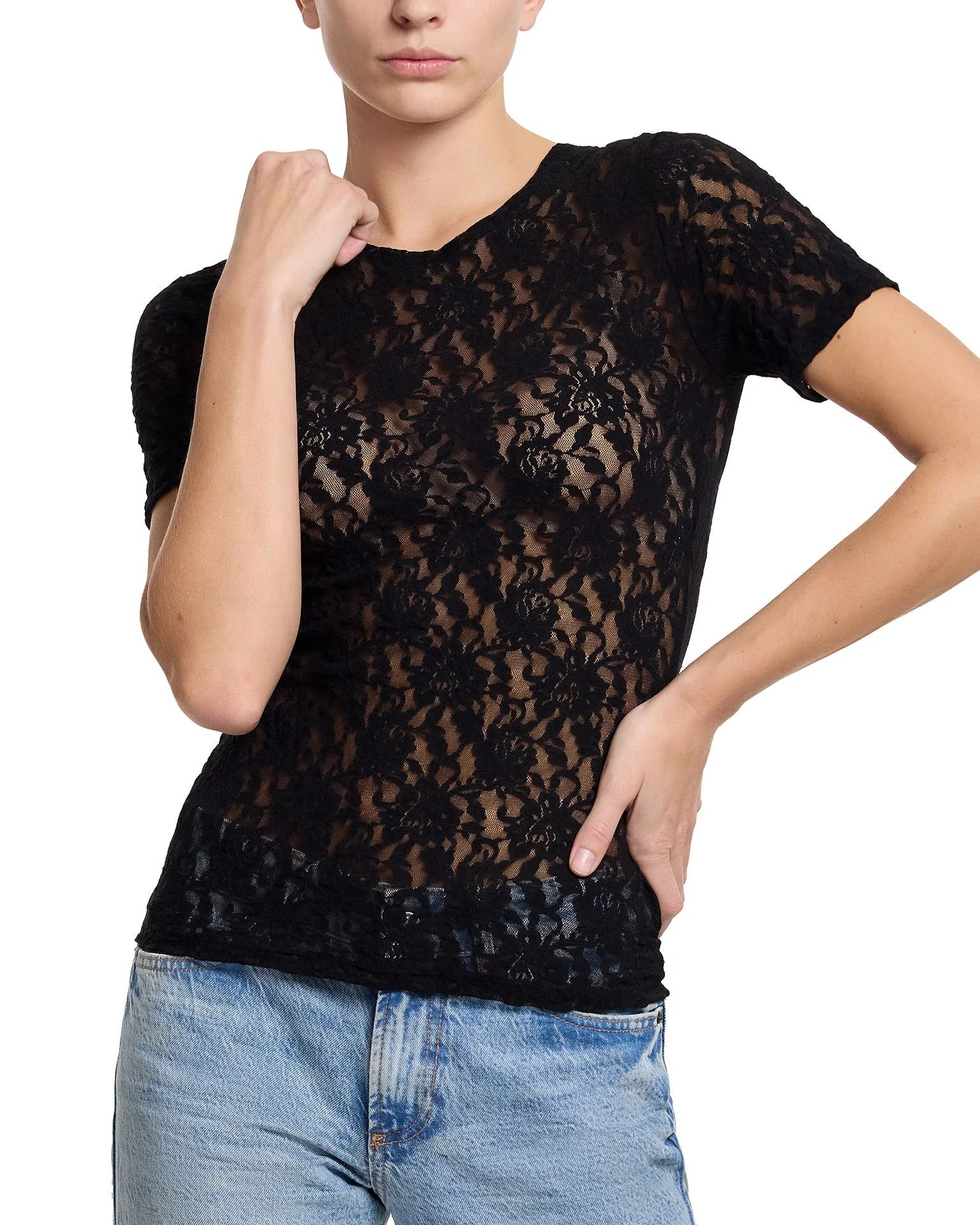 Signature Lace® Short Sleeve Top Black - Image 4