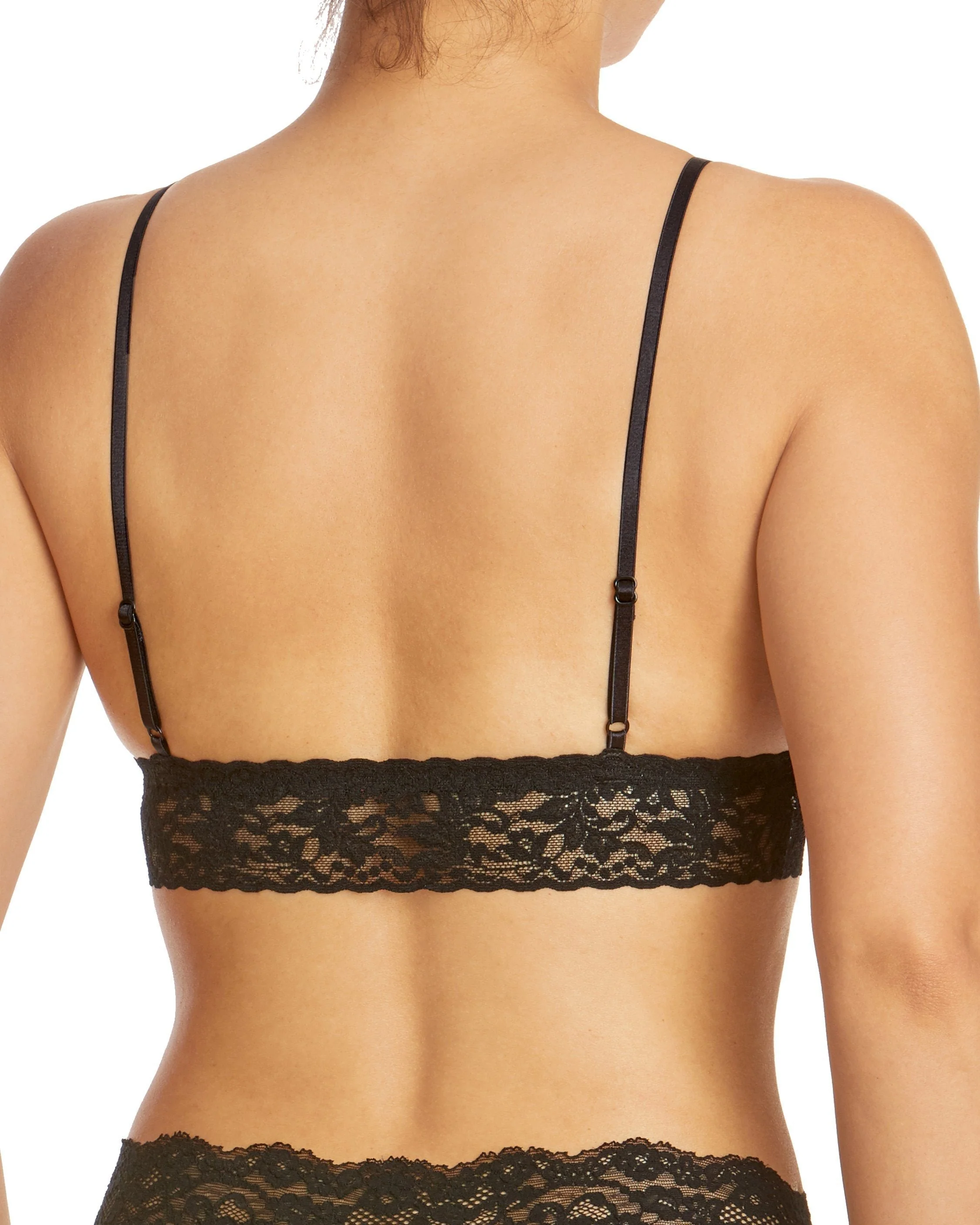 Signature Lace Padded Triangle Bralette Black - Image 2