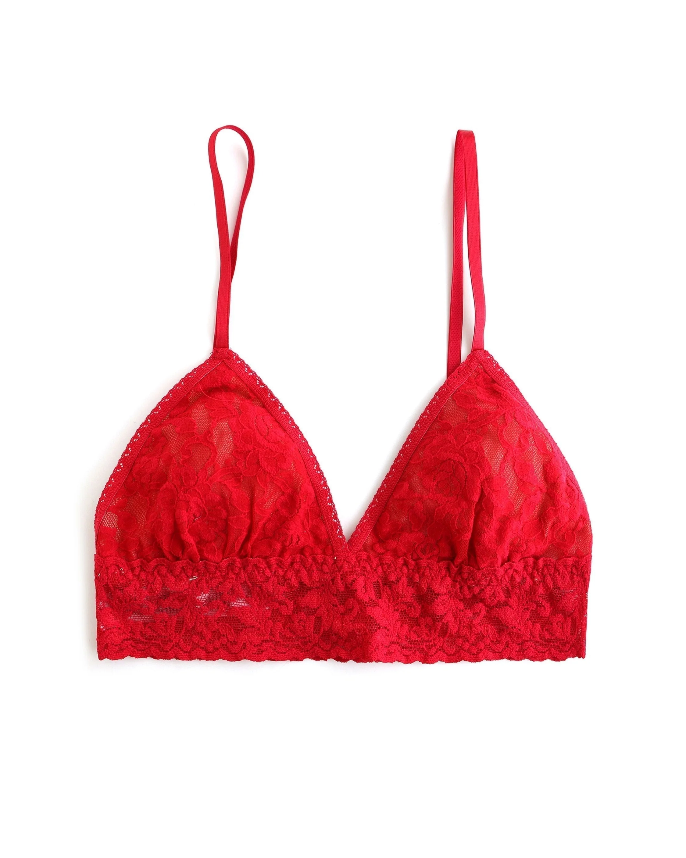 Signature Lace Padded Triangle Bralette Red - Image 3