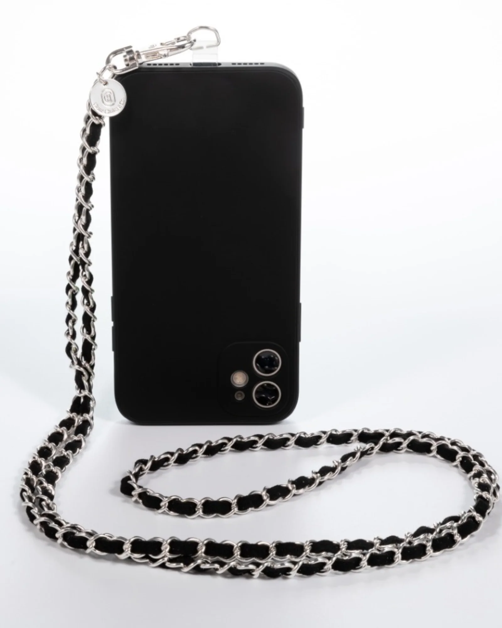 Silver Black Crossbody Phone Chain