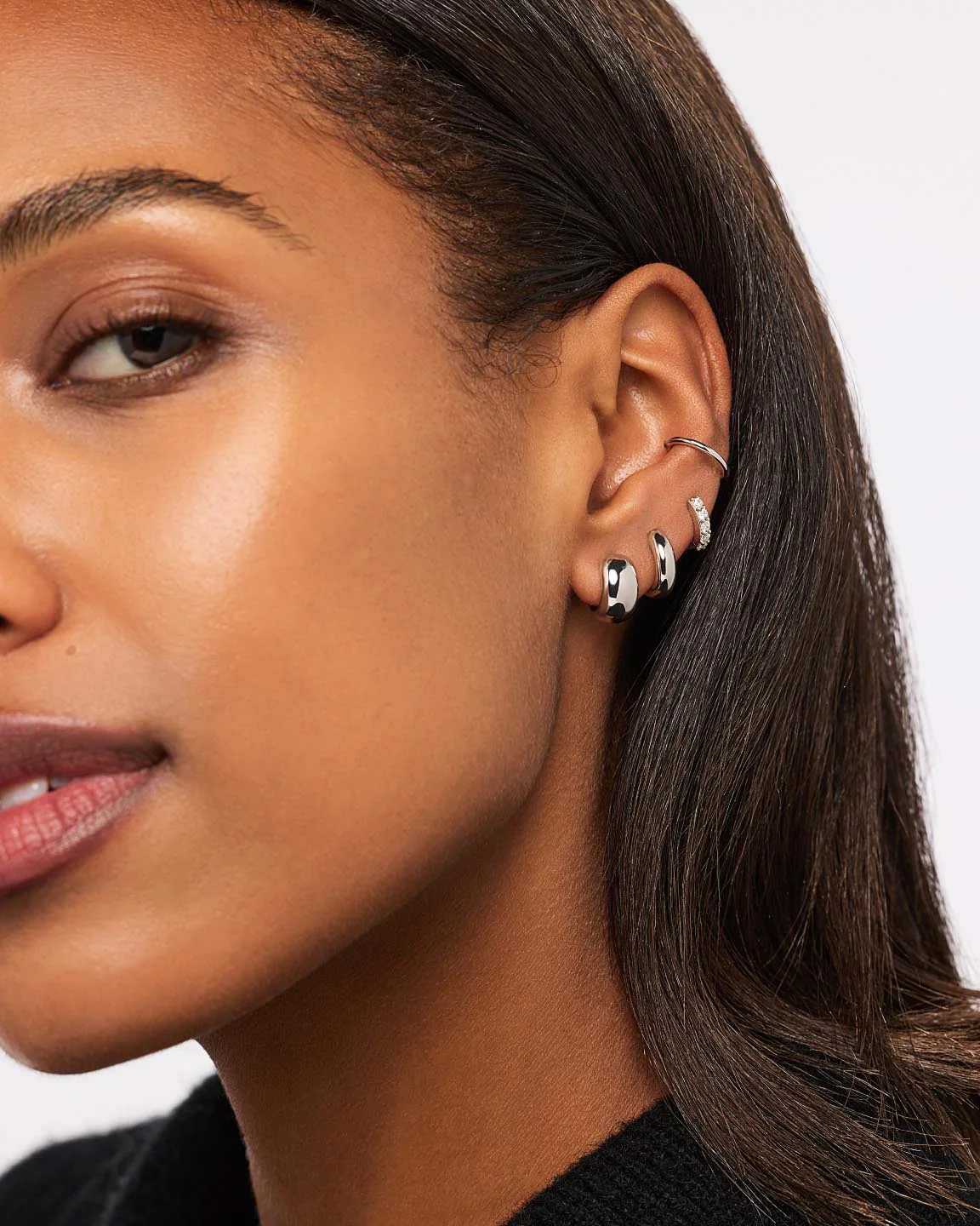 Silver Hoop Earrings - Giulia Bold Silver - Image 4